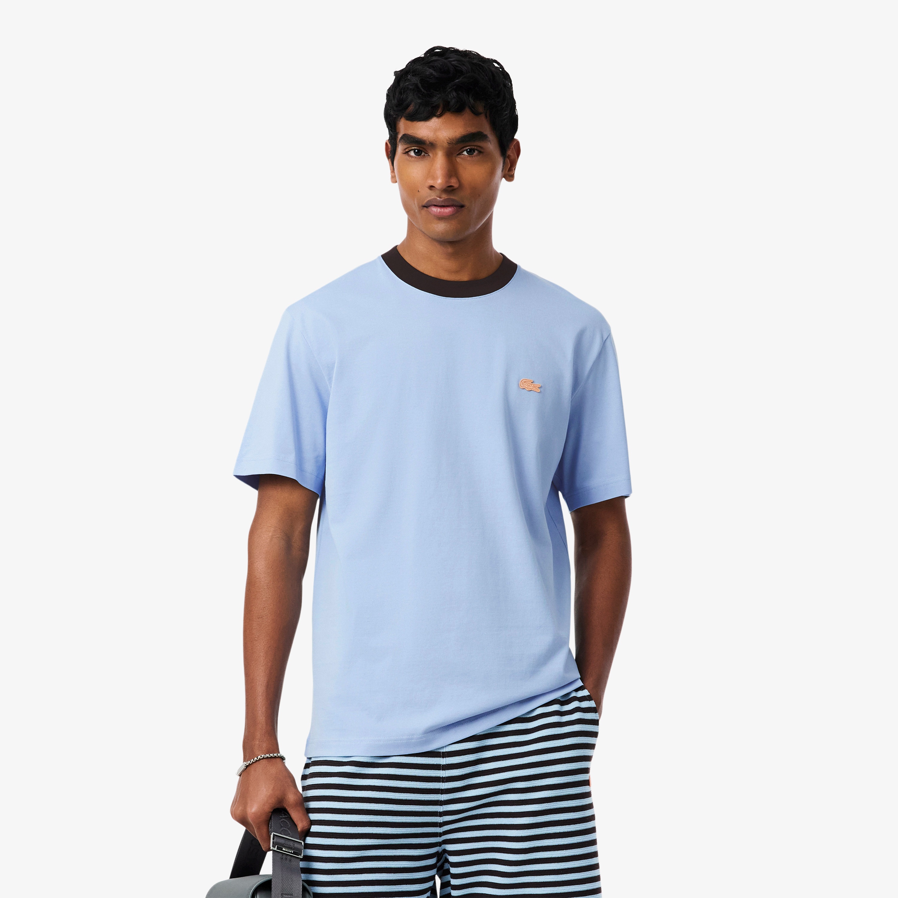 配色ネックリブTシャツ