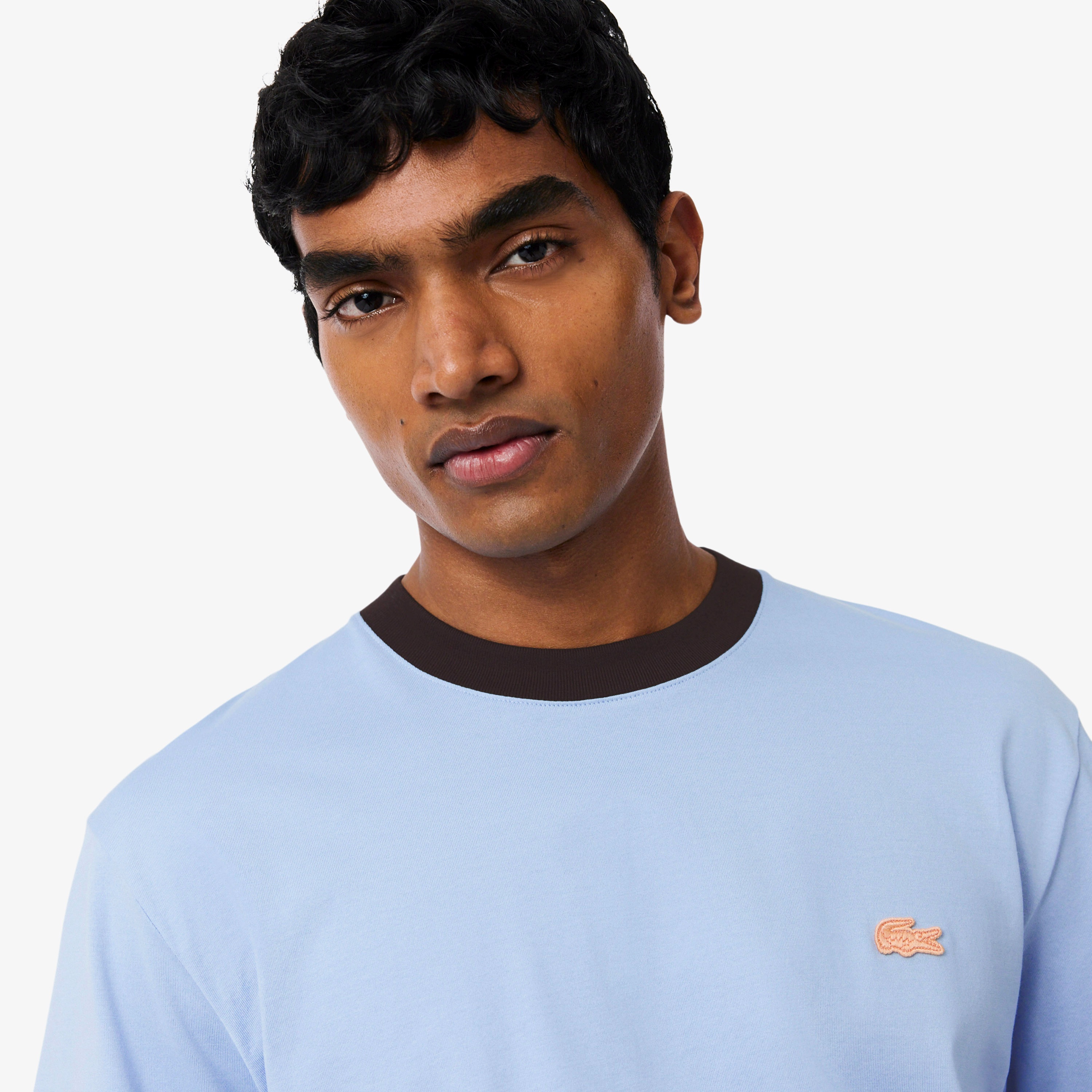 配色ネックリブTシャツ