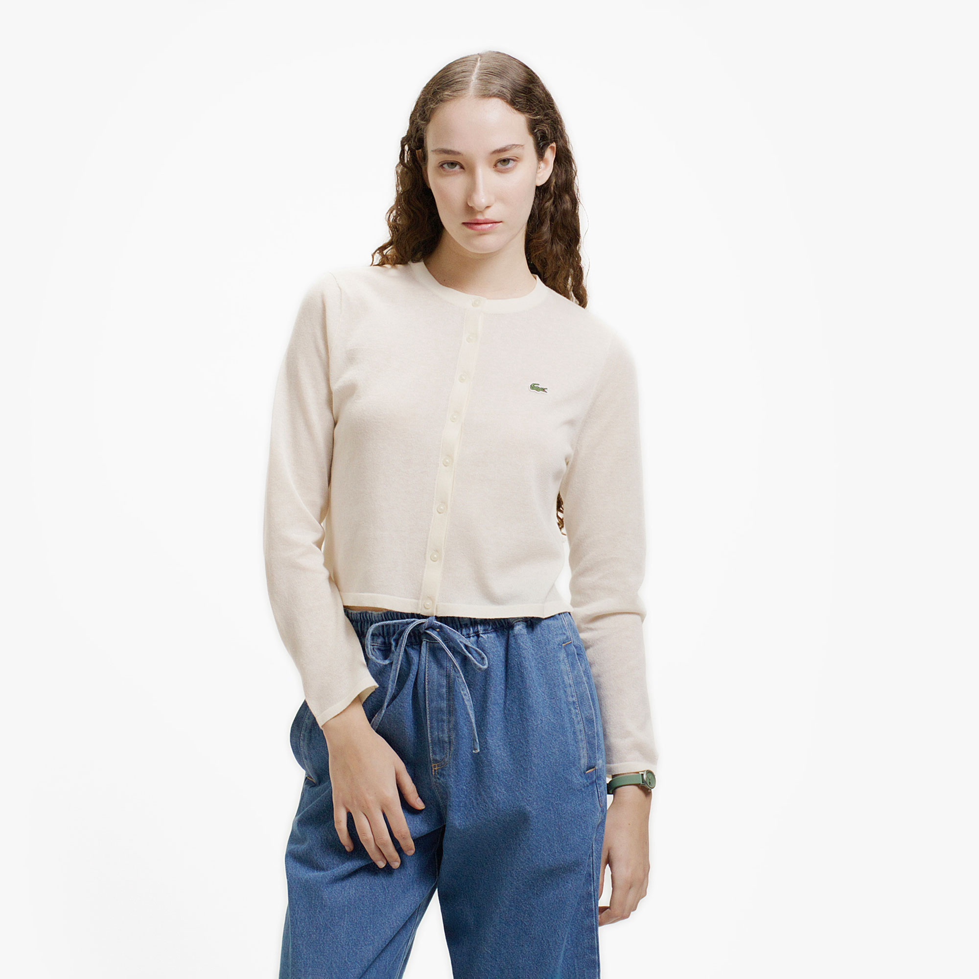 丸首ラメニットカーディガン