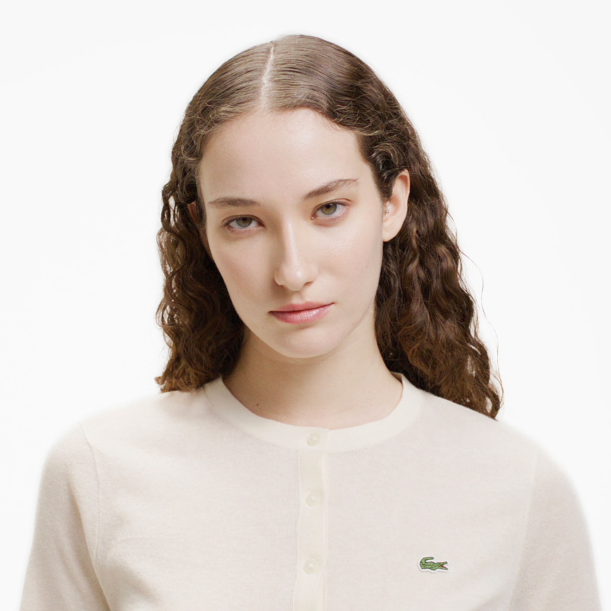 丸首ラメニットカーディガン