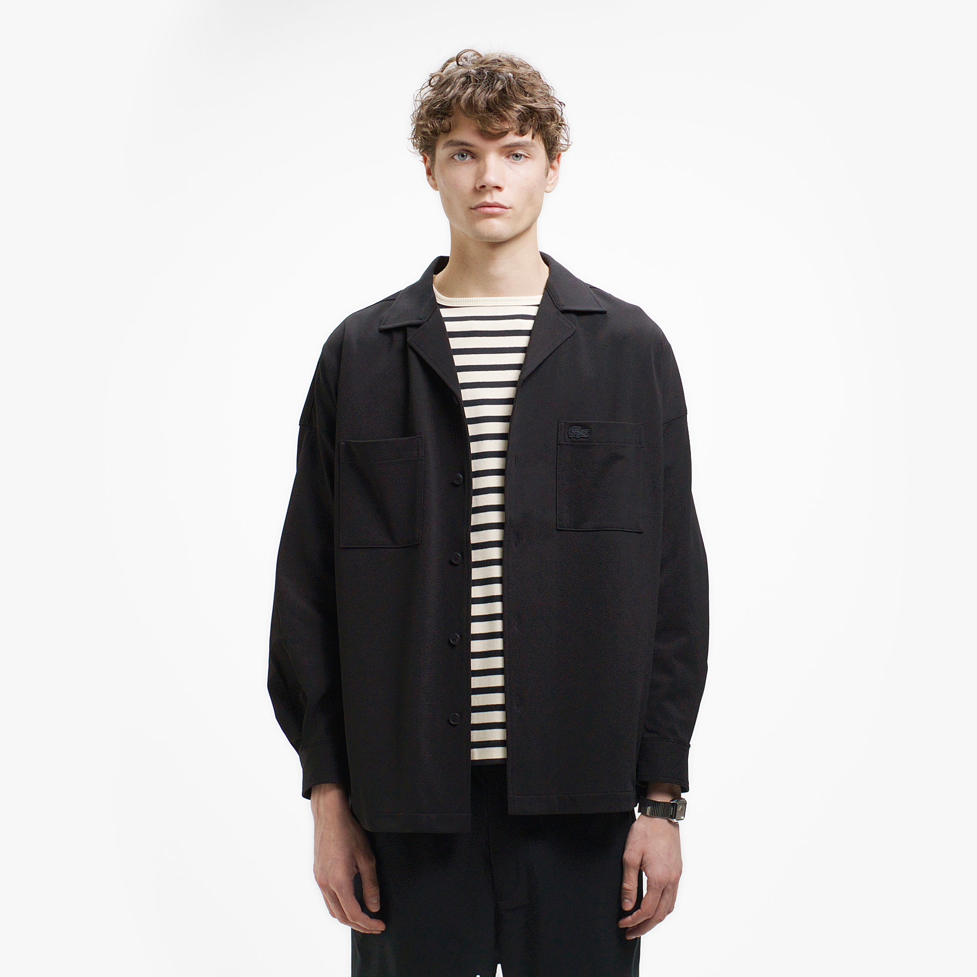 鹿の子地オープンカラーシャツジャケット