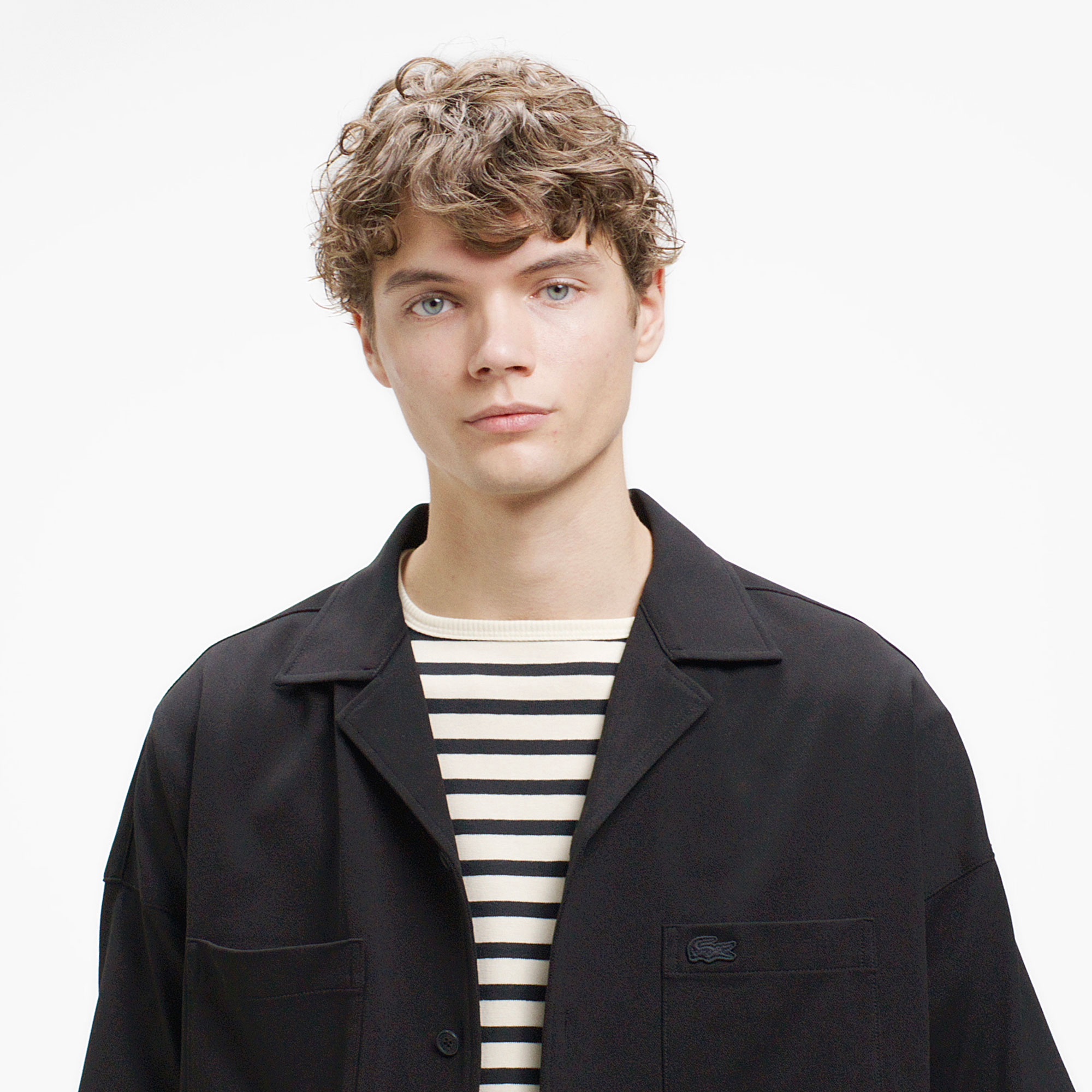 鹿の子地オープンカラーシャツジャケット