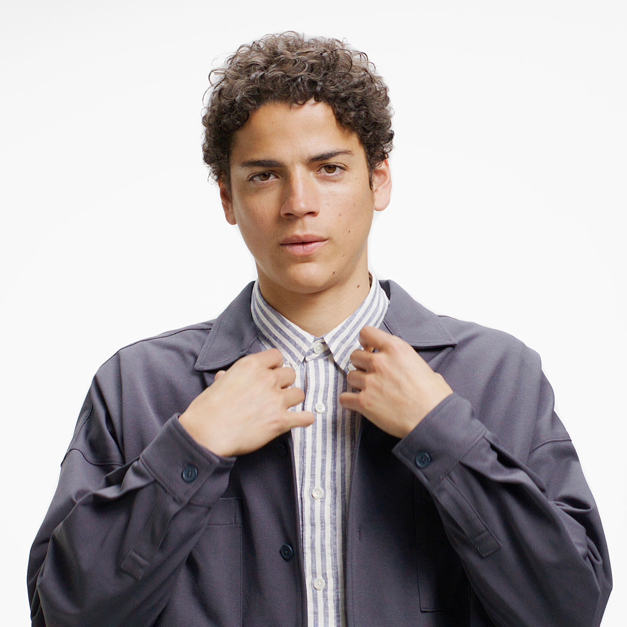 鹿の子地オープンカラーシャツジャケット