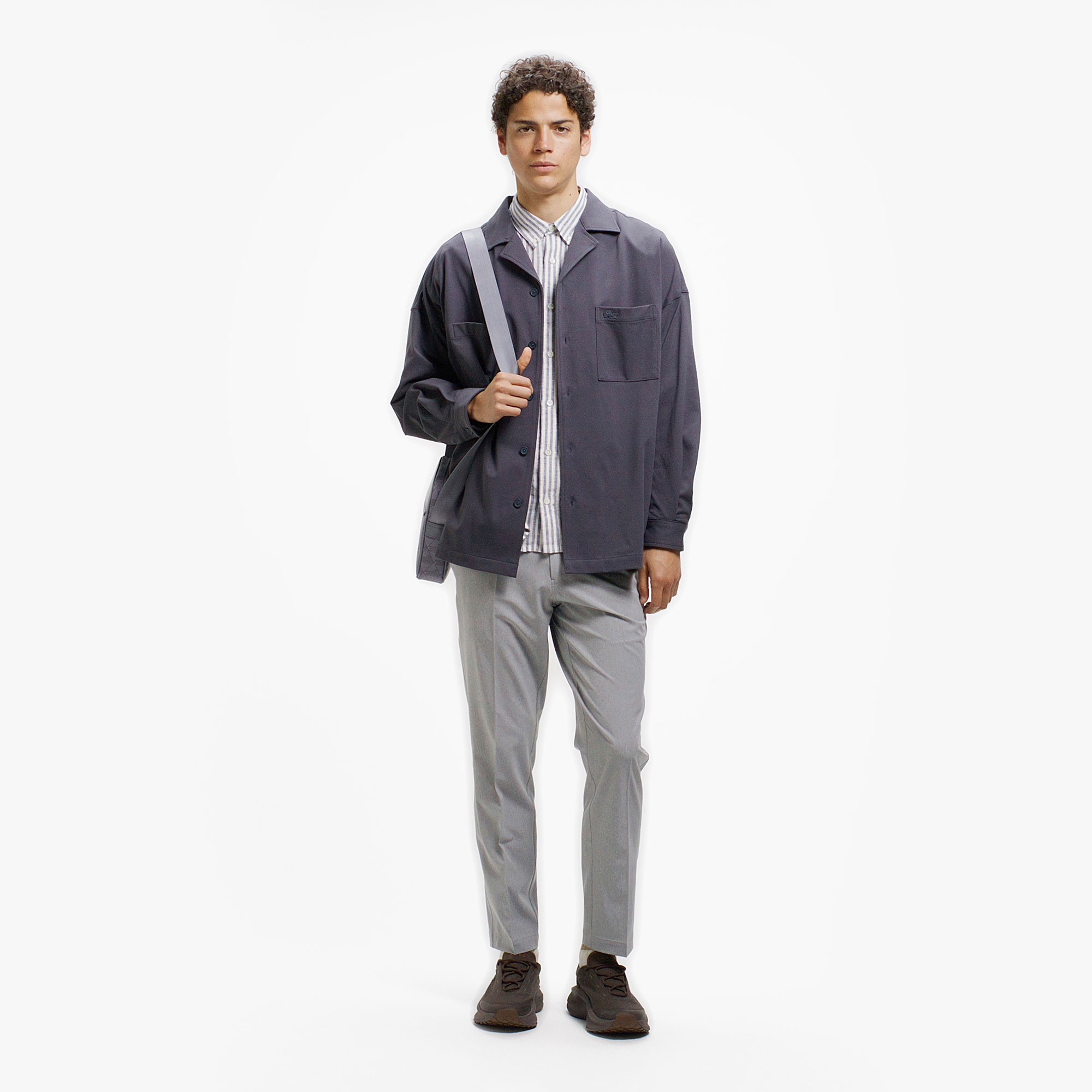 鹿の子地オープンカラーシャツジャケット