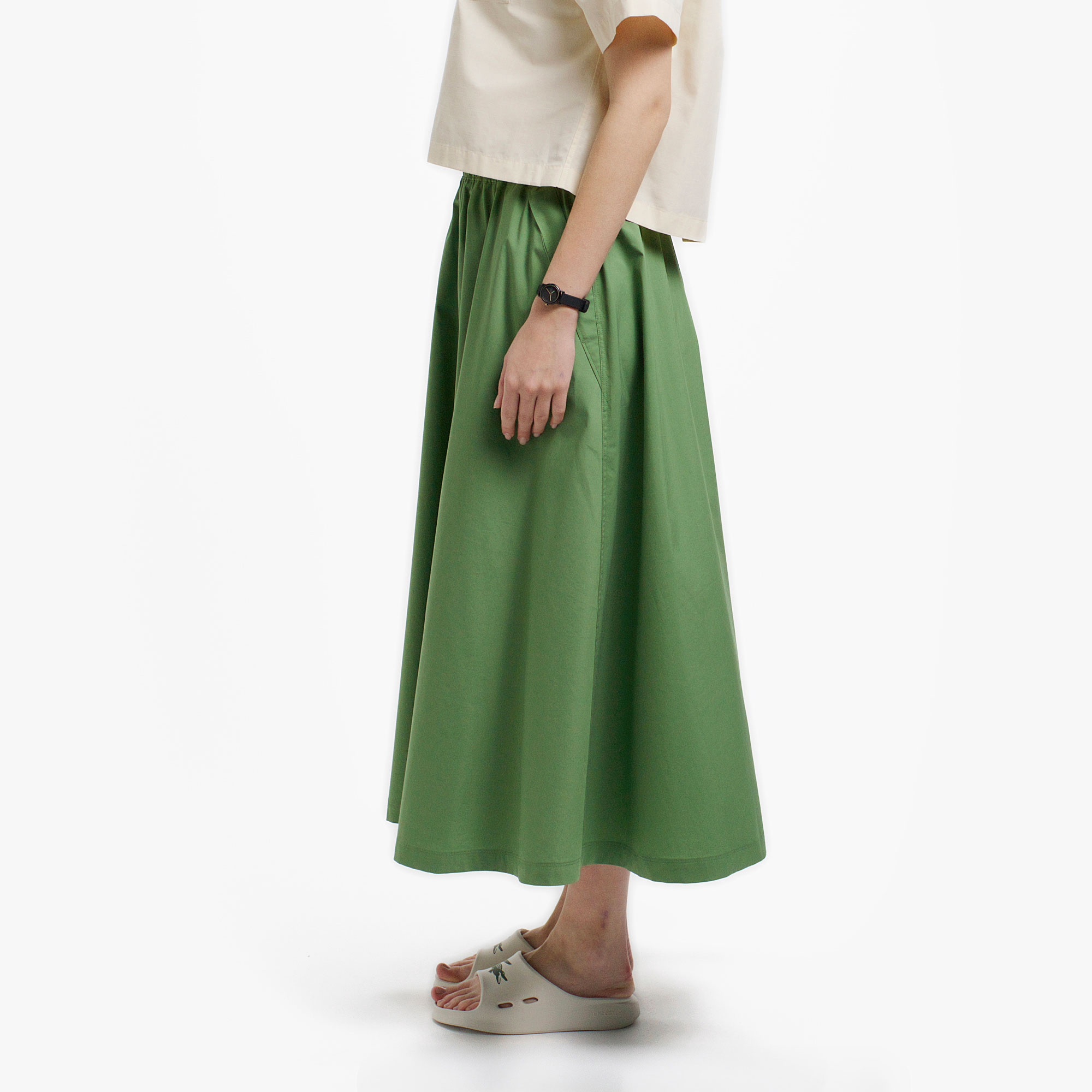 ストレッチタイプライターAラインギャザースカート