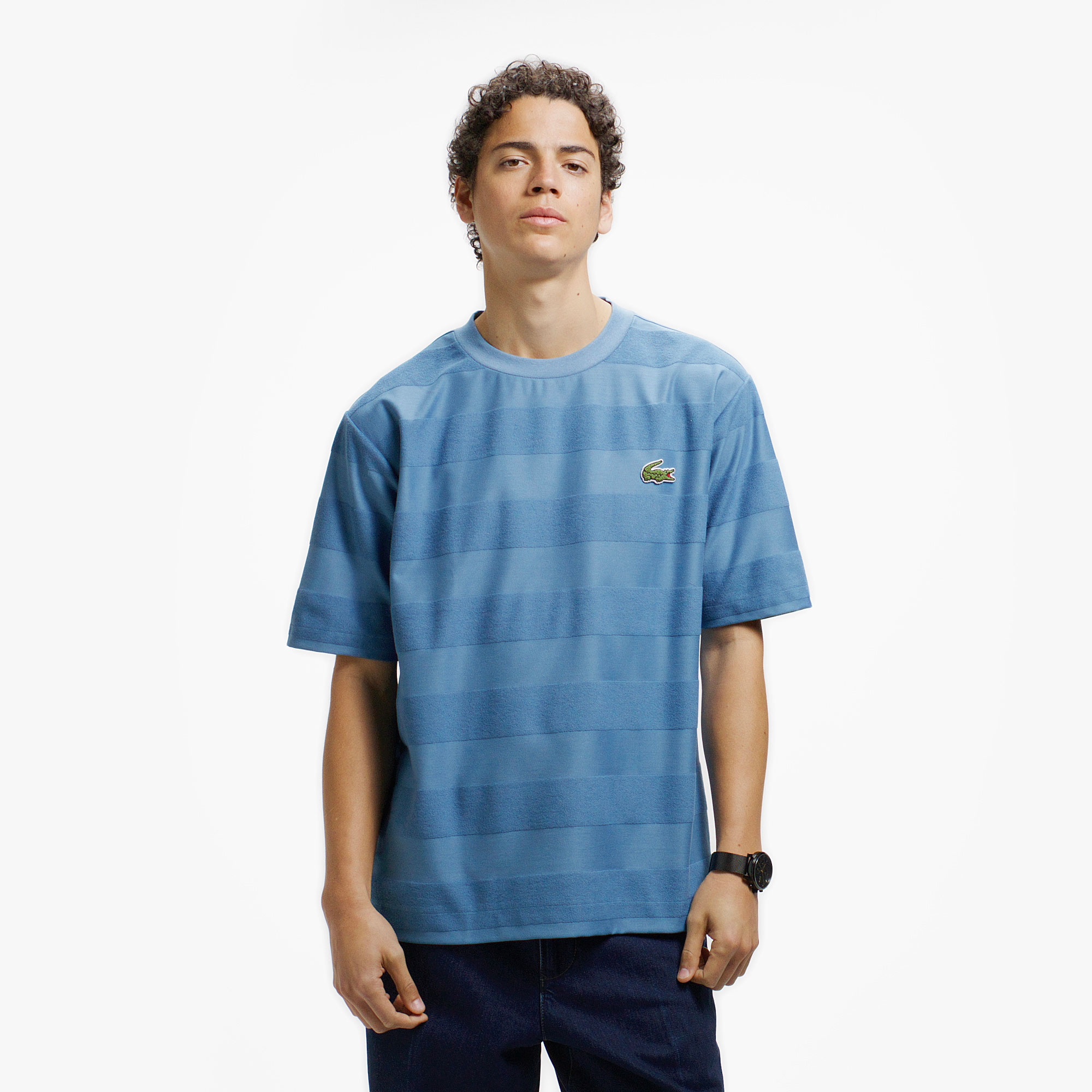 パイル地切り替え同色ボーダーTシャツ