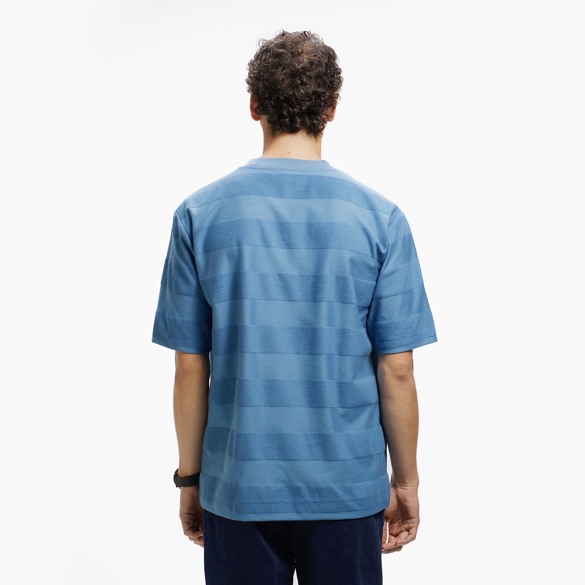 パイル地切り替え同色ボーダーTシャツ