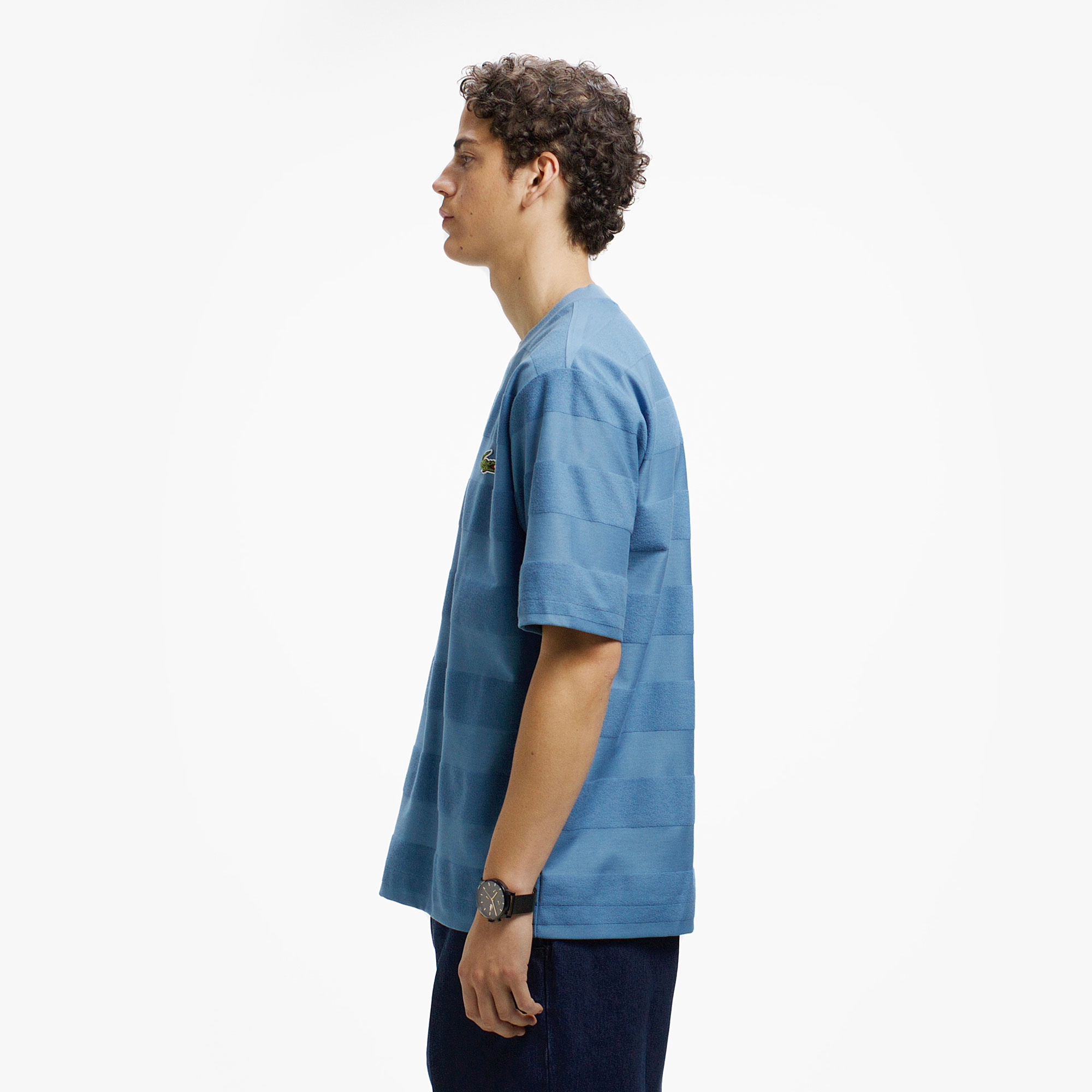 パイル地切り替え同色ボーダーTシャツ