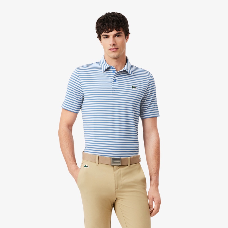 【新品未使用】LACOSTE（ラコステ）ゴルフウェア ストライプ ポロシャツ dh3187-2qb-fn.