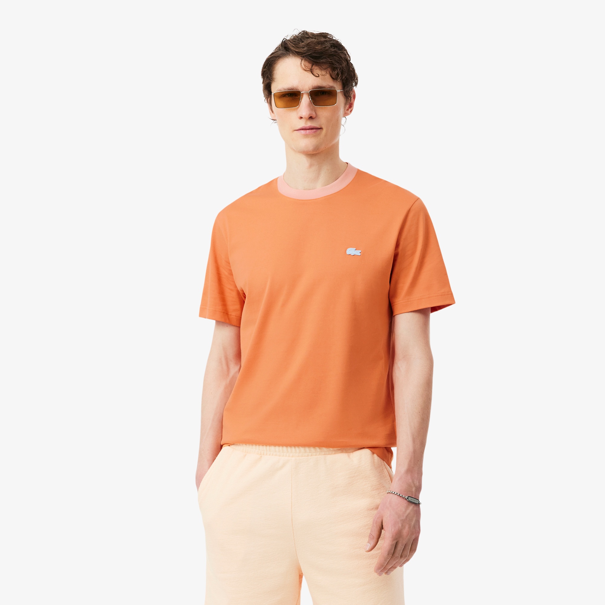 配色ネックリブTシャツ