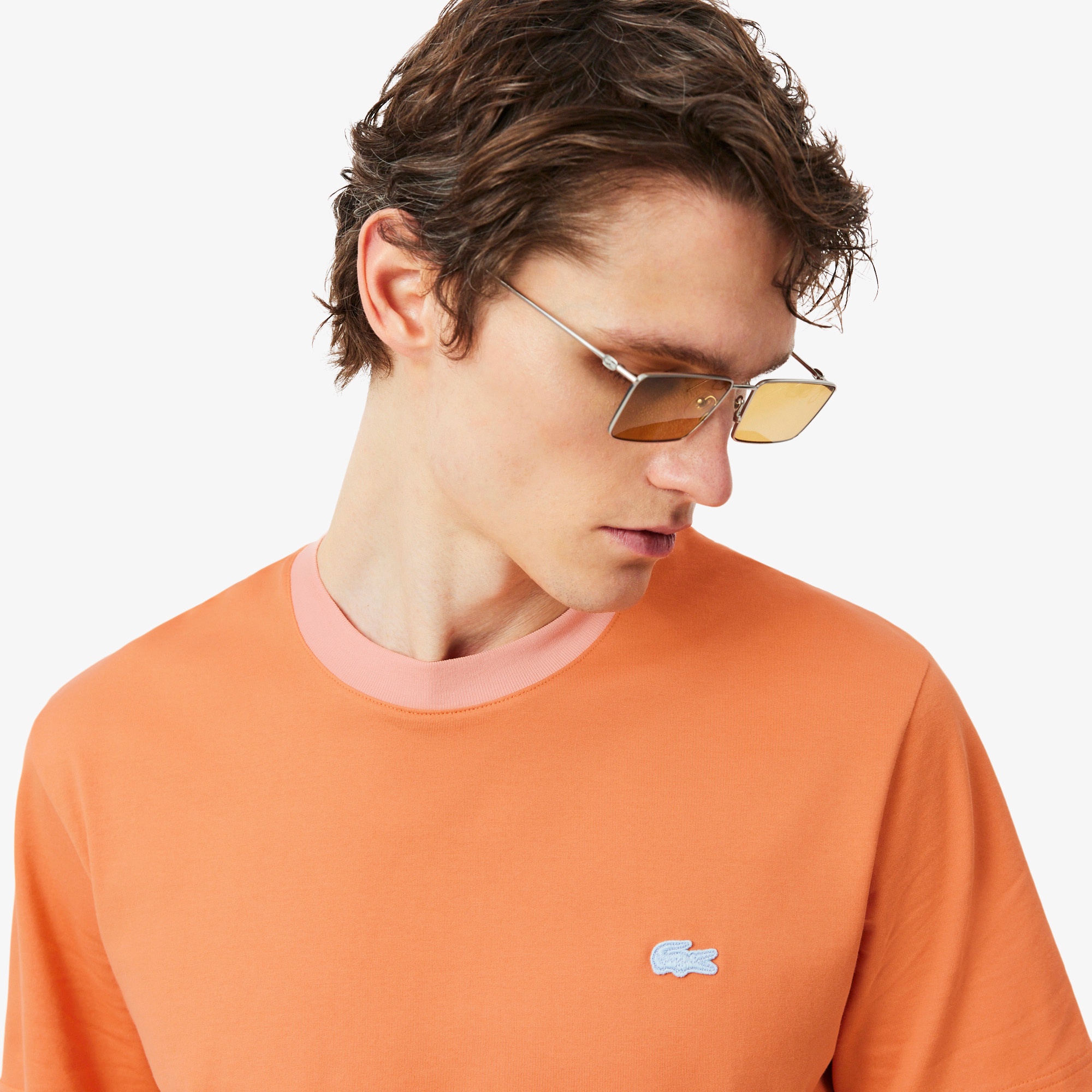 配色ネックリブTシャツ