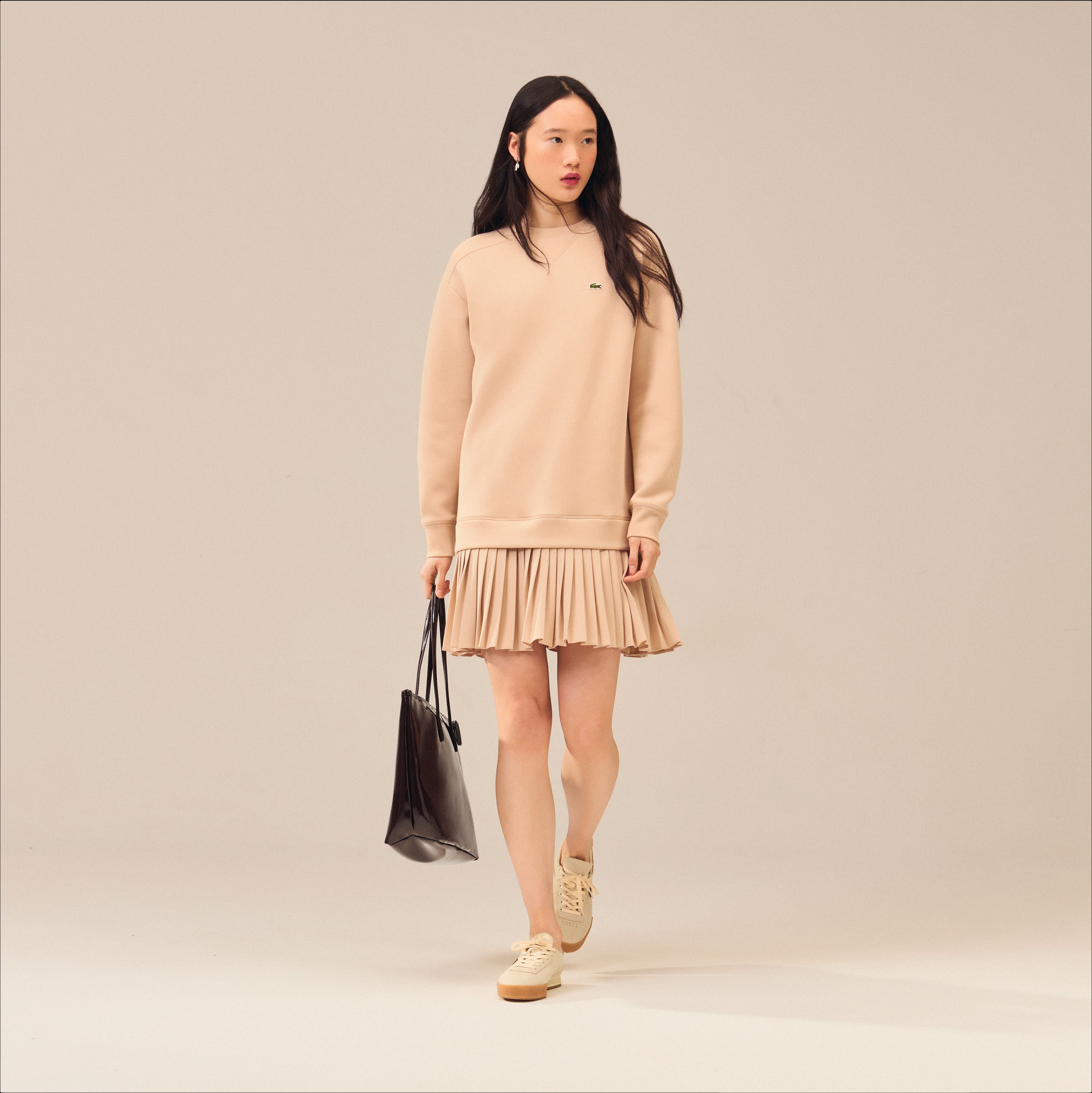 プリーツスカート切り替えスウェットドレス