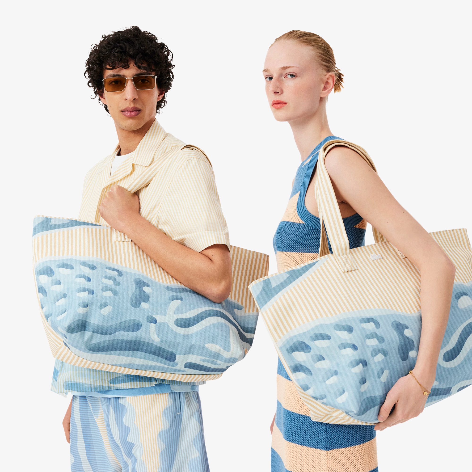 サマーパック ストライプ＆ワニロゴプリントトートバッグ