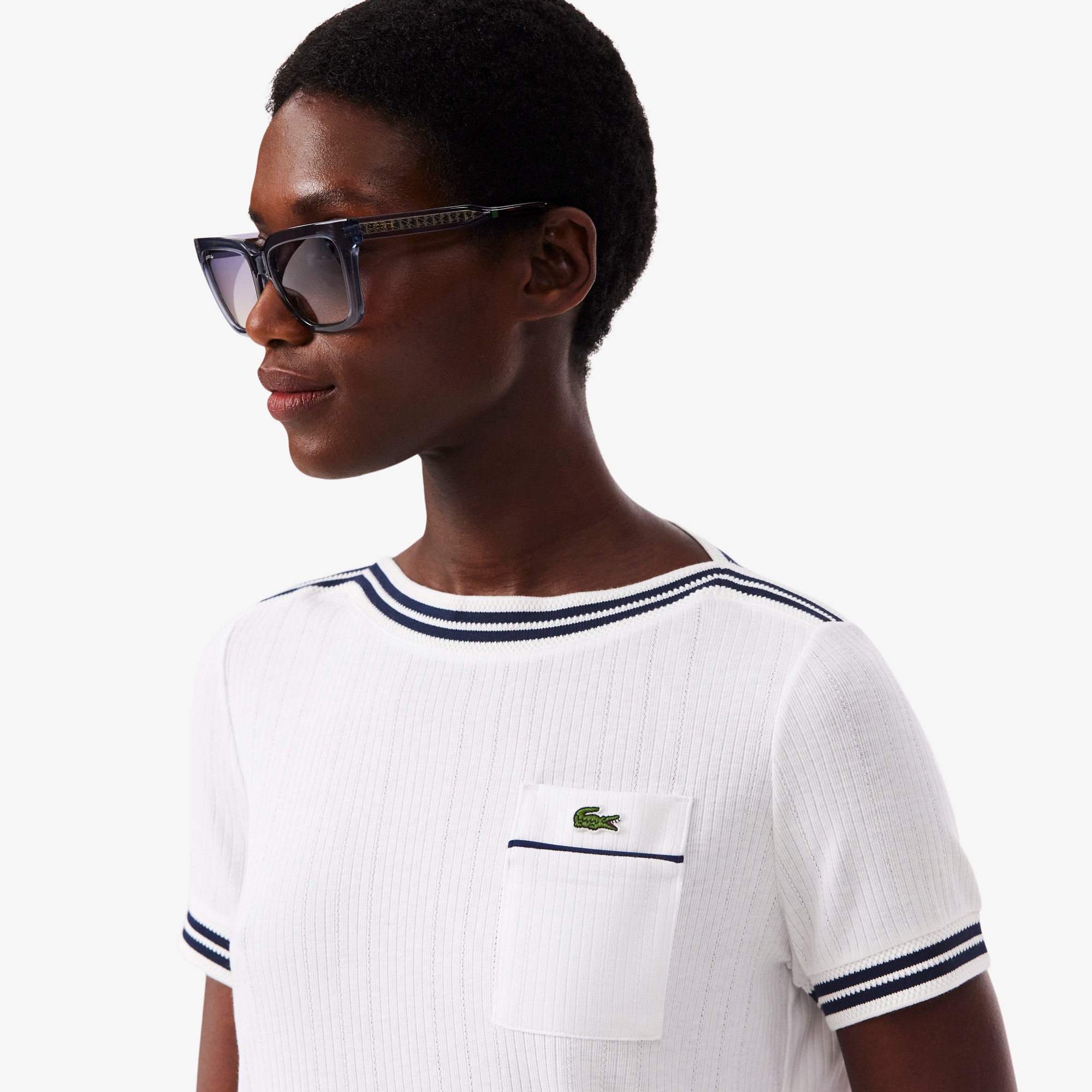 フランスメイド ボートネックリブTシャツ