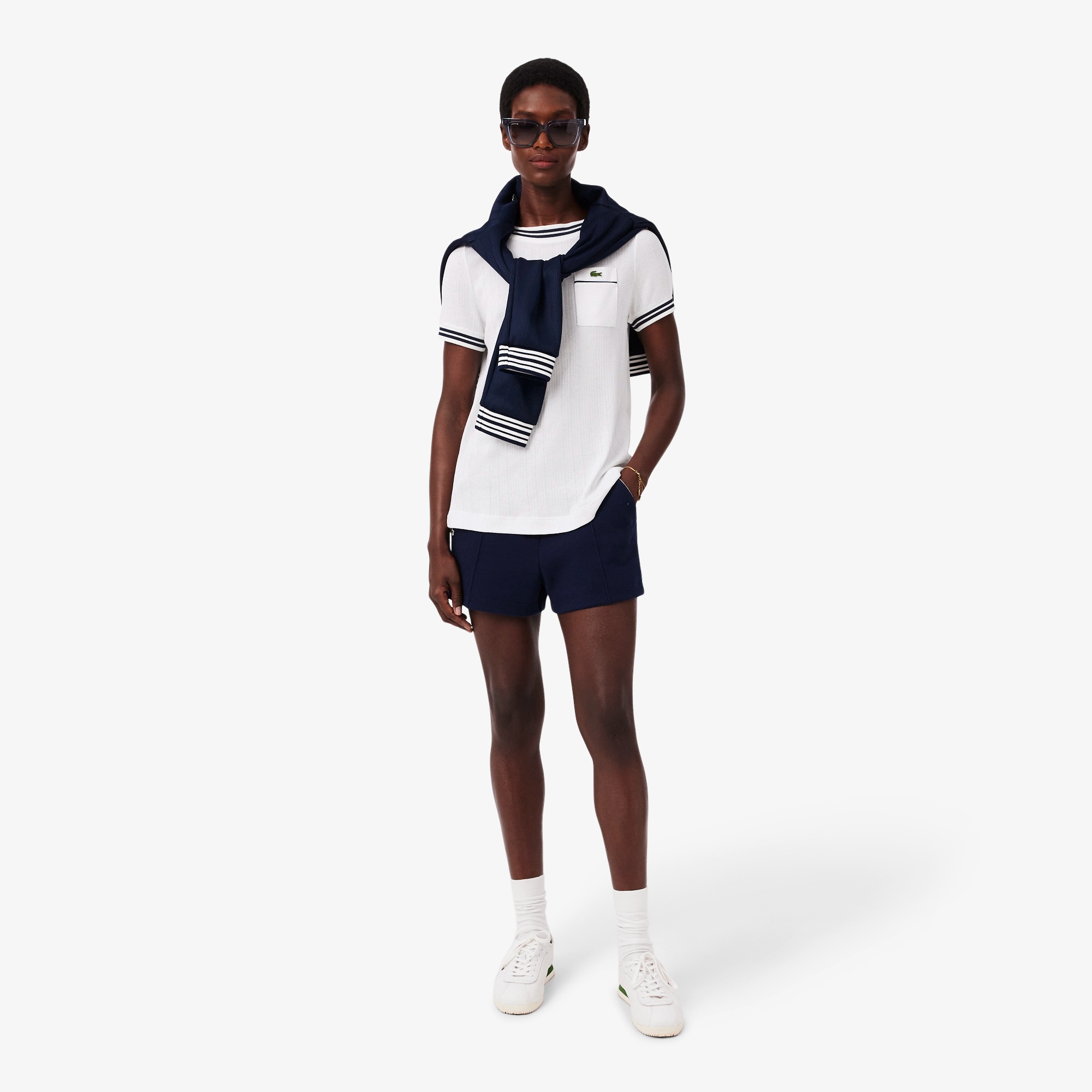 フランスメイド ボートネックリブTシャツ