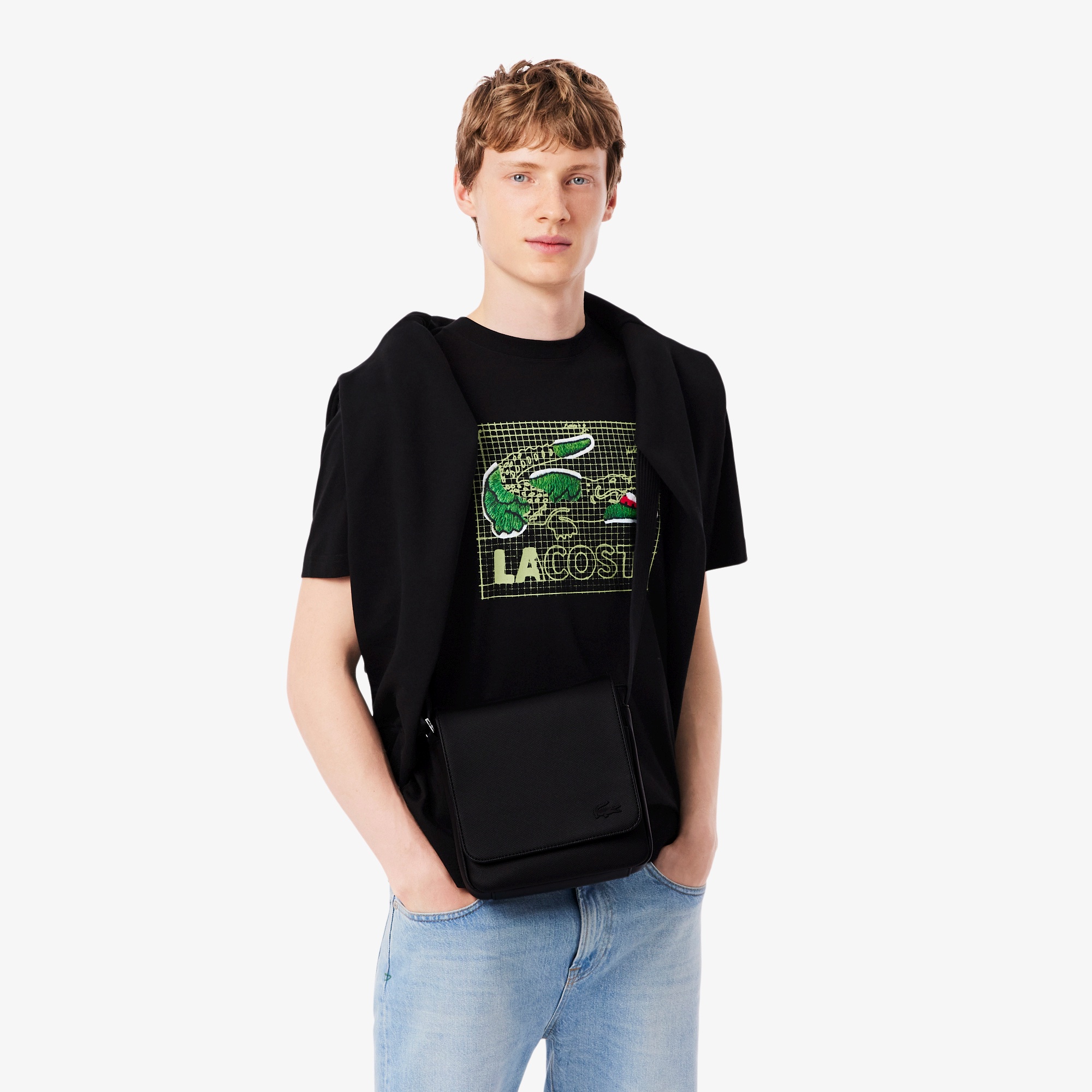 メンズクラシック スリムフラップサッチェルバッグ