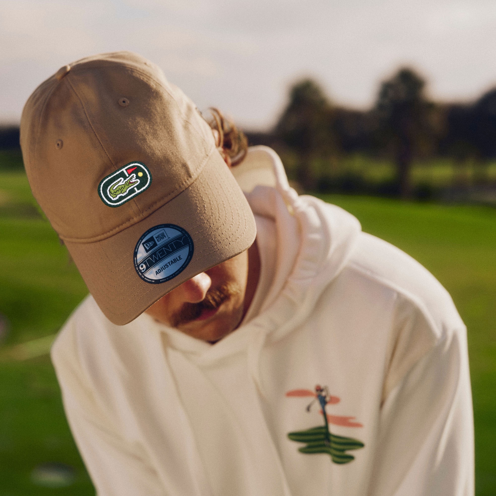 ラコステ×ニューエラ 9TWENTY ゴルフ&ワニロゴワッペンキャップ