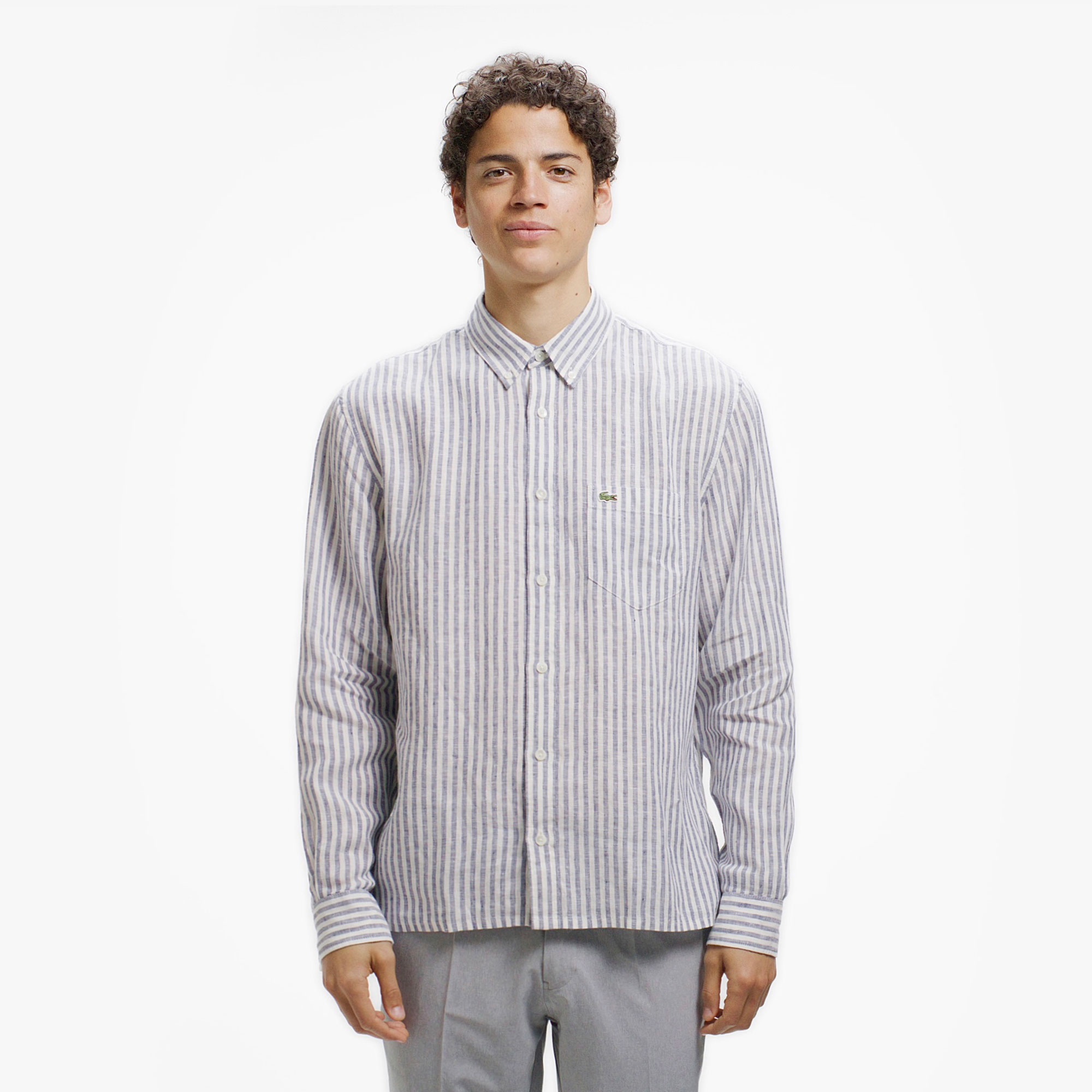 リネンストライプシャツ