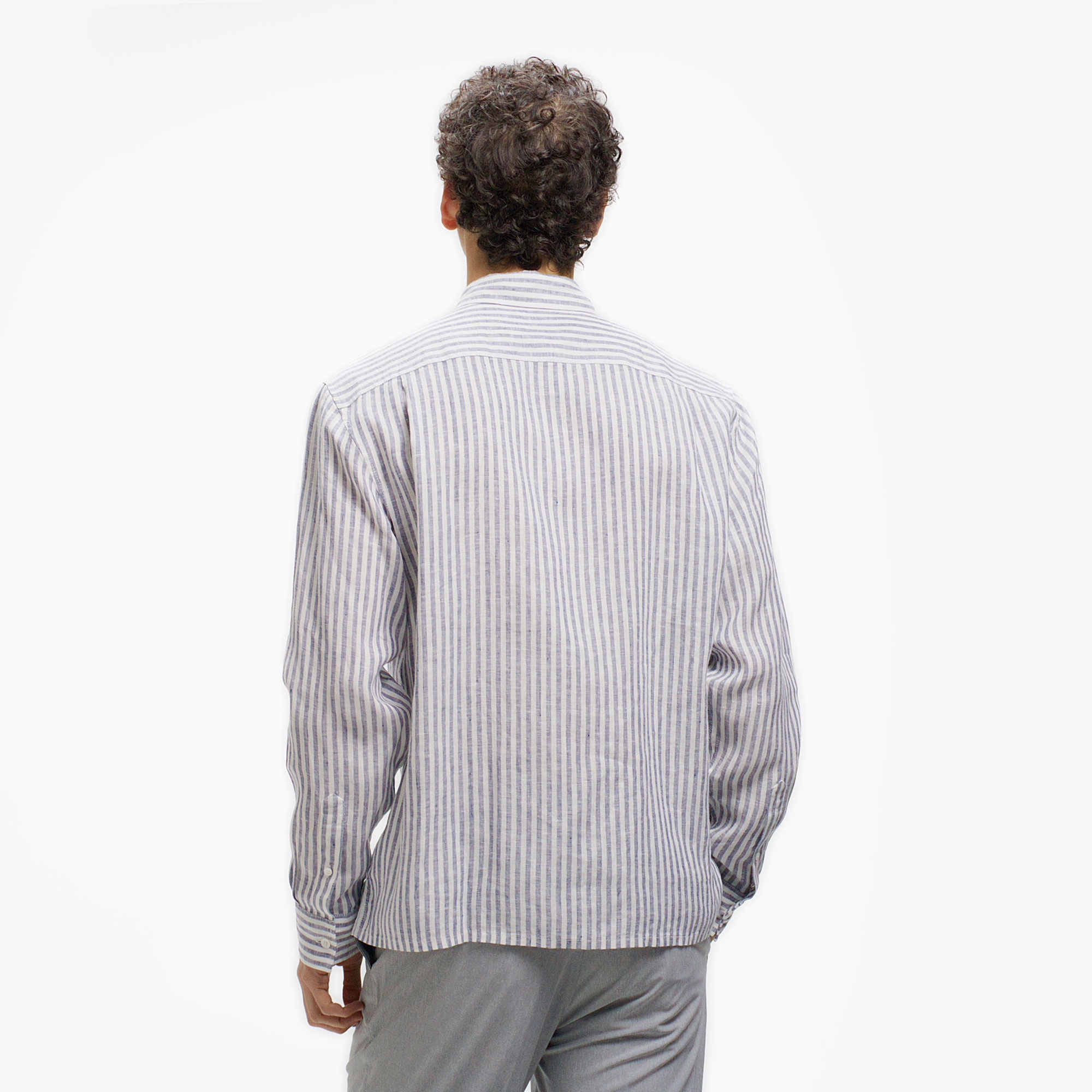 リネンストライプシャツ