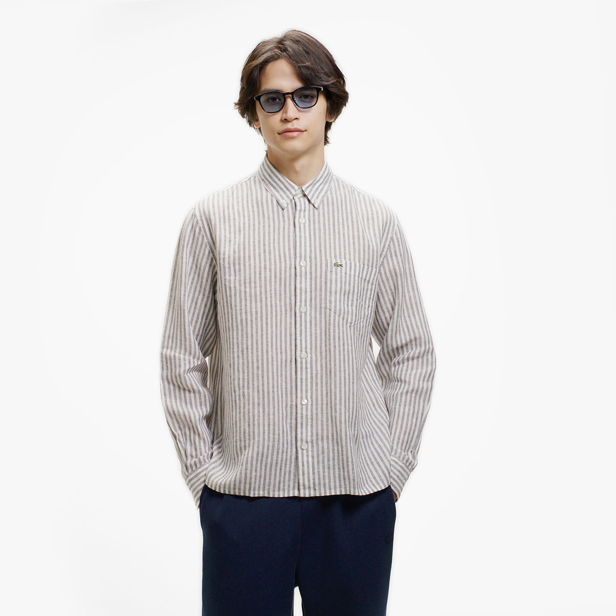 リネンストライプシャツ