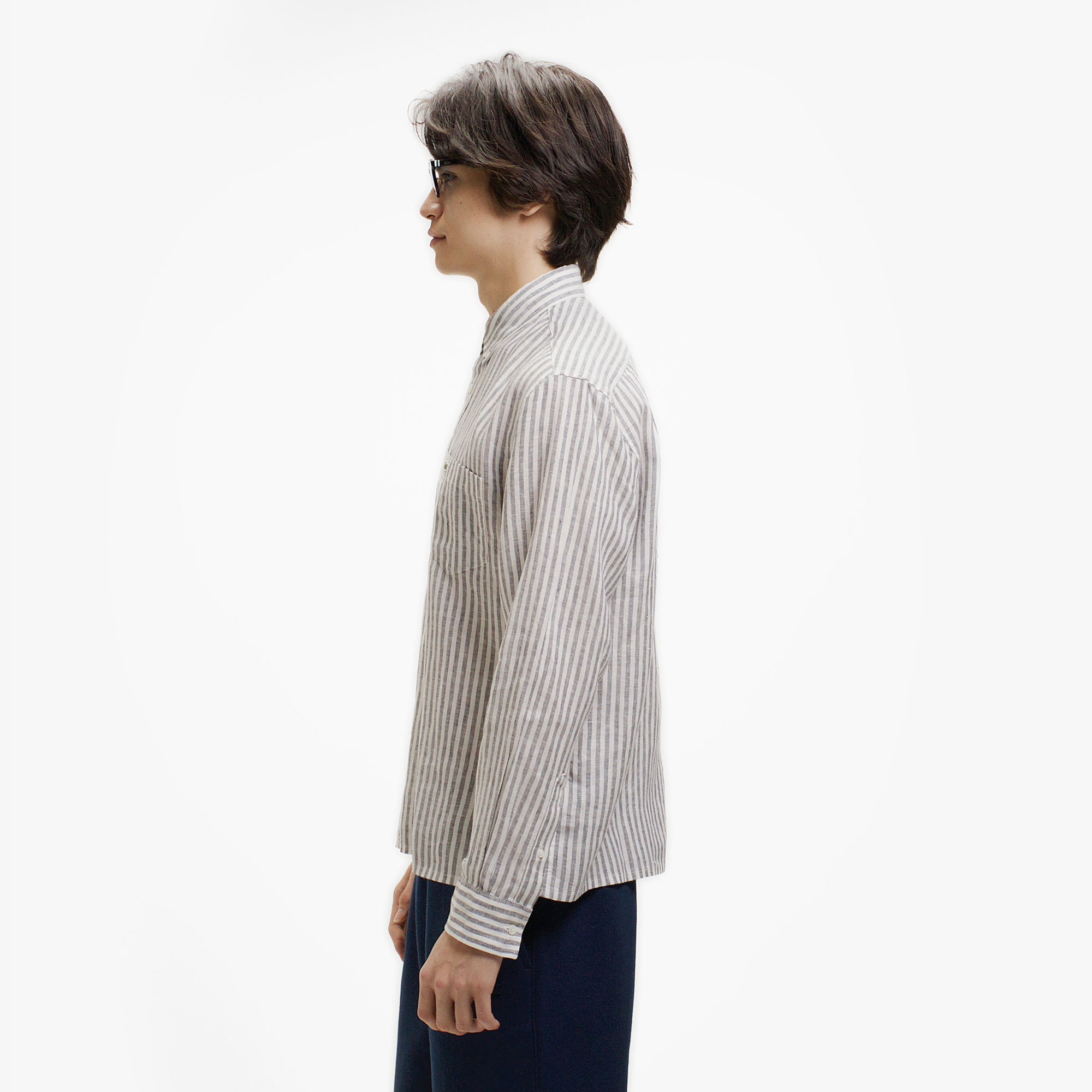 リネンストライプシャツ