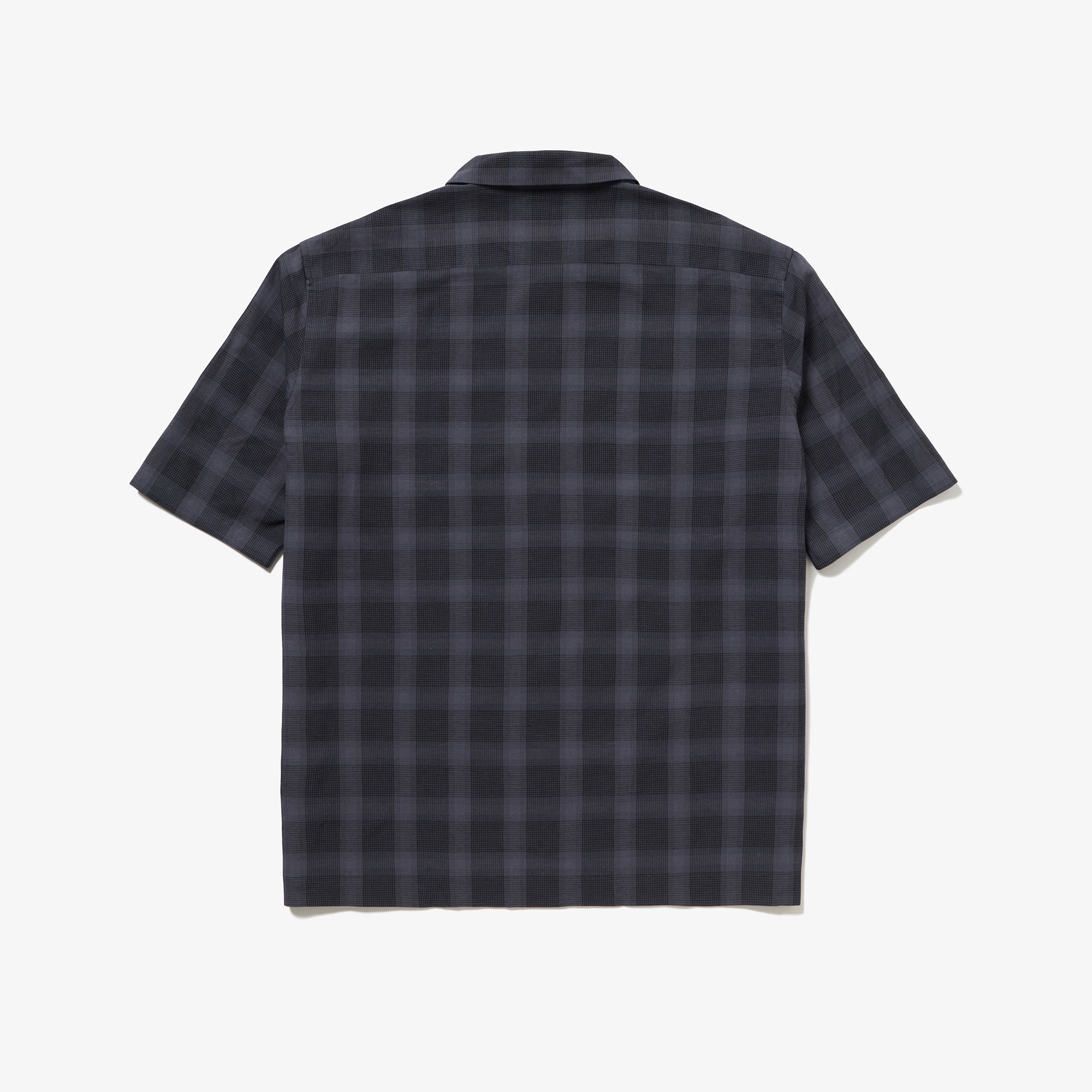 リネンブレンドオープンカラーオンブレチェックシャツ