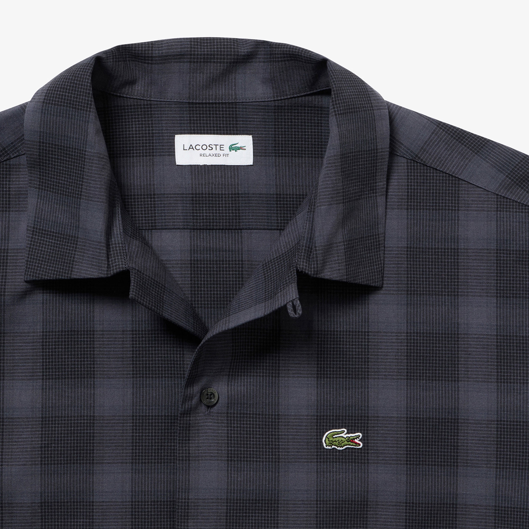 リネンブレンドオープンカラーオンブレチェックシャツ