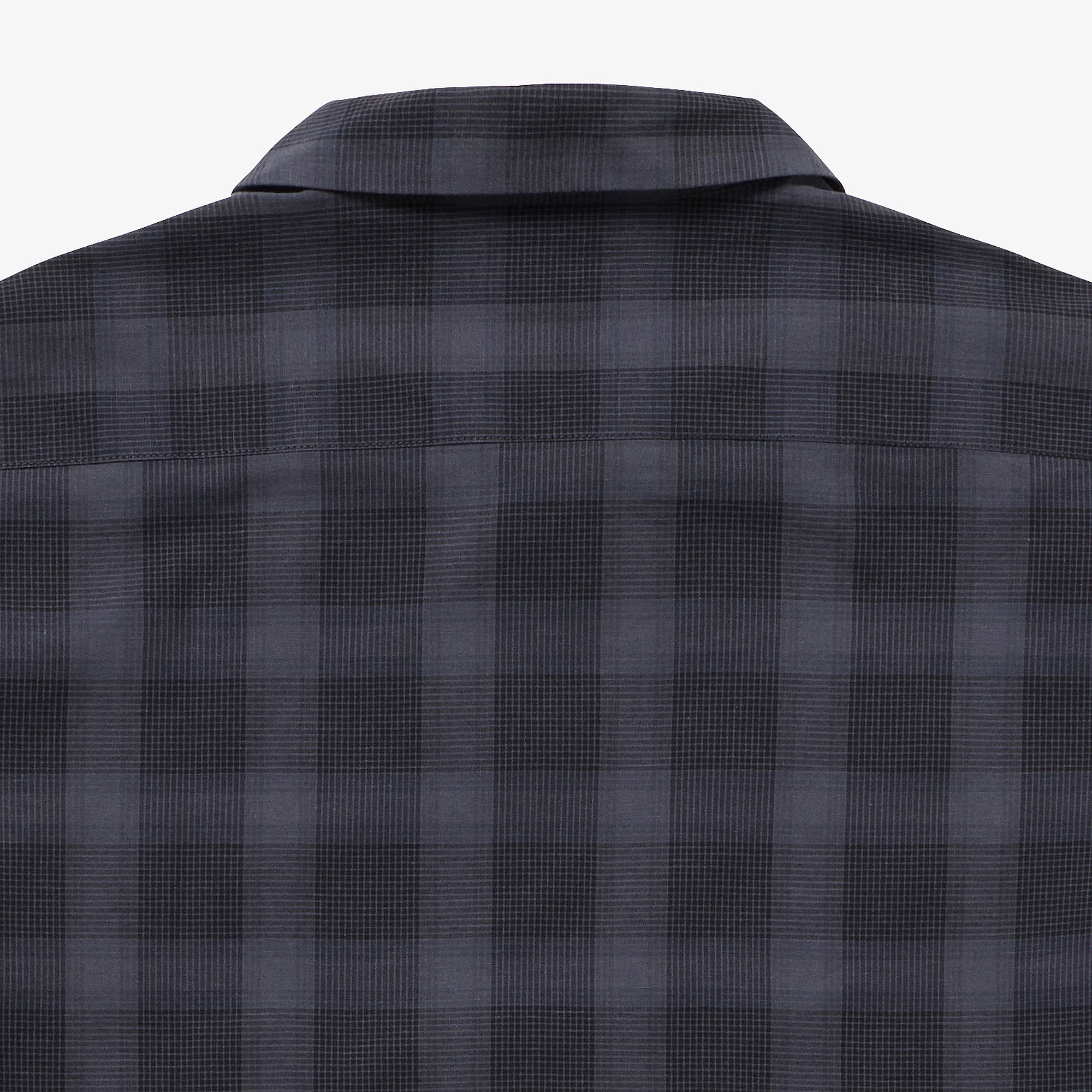 リネンブレンドオープンカラーオンブレチェックシャツ