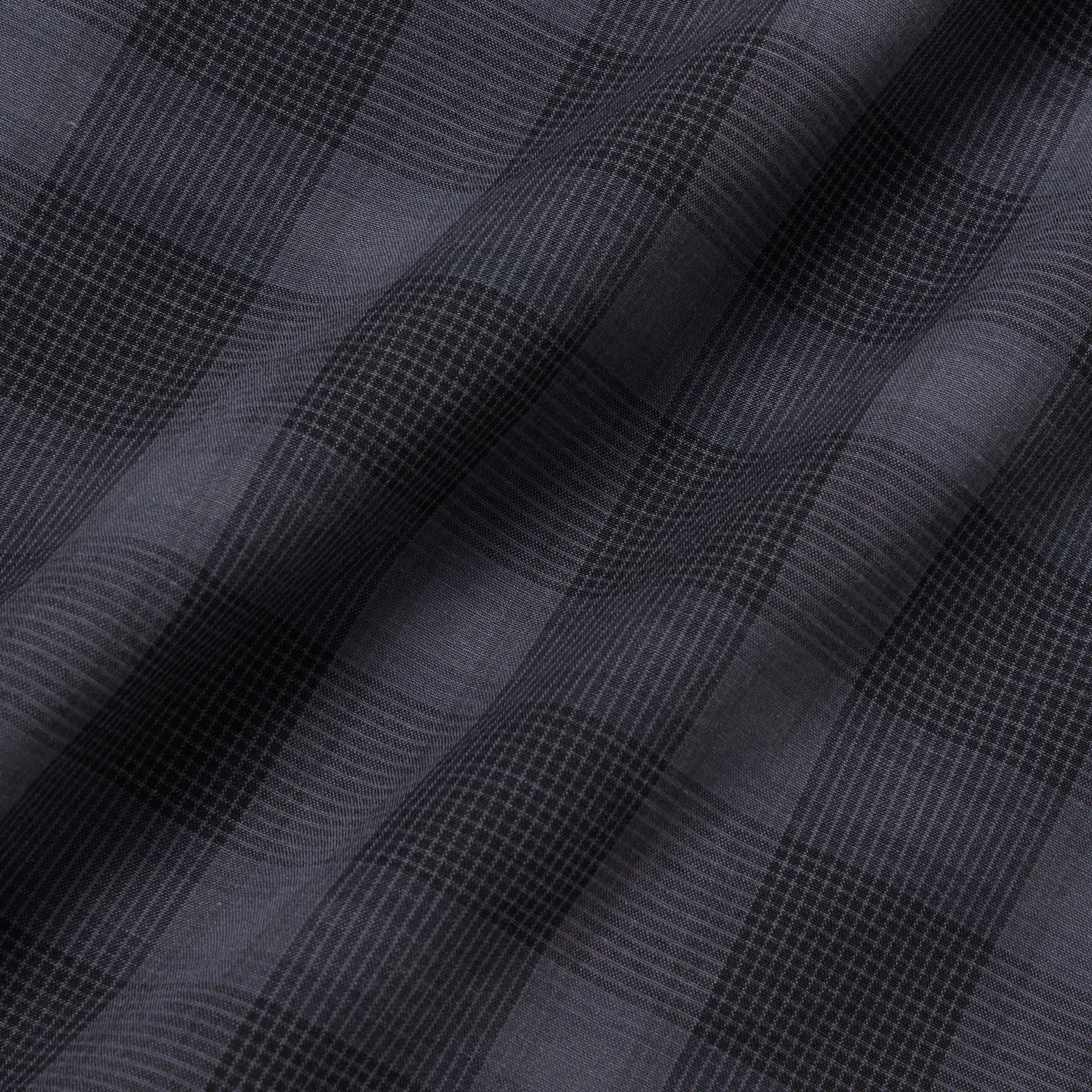 リネンブレンドオープンカラーオンブレチェックシャツ