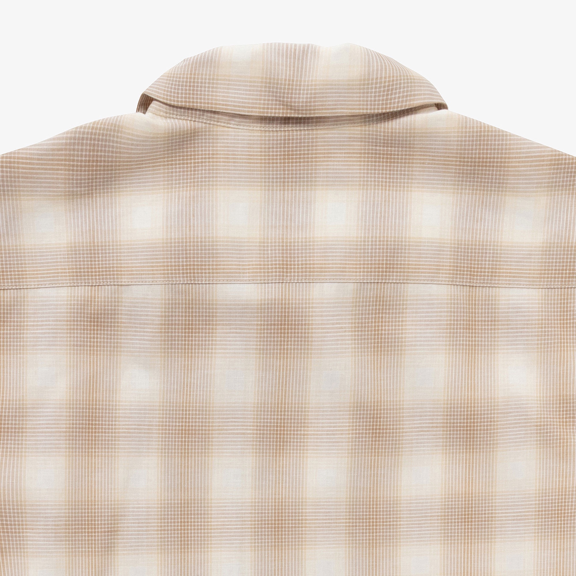 リネンブレンドオープンカラーオンブレチェックシャツ