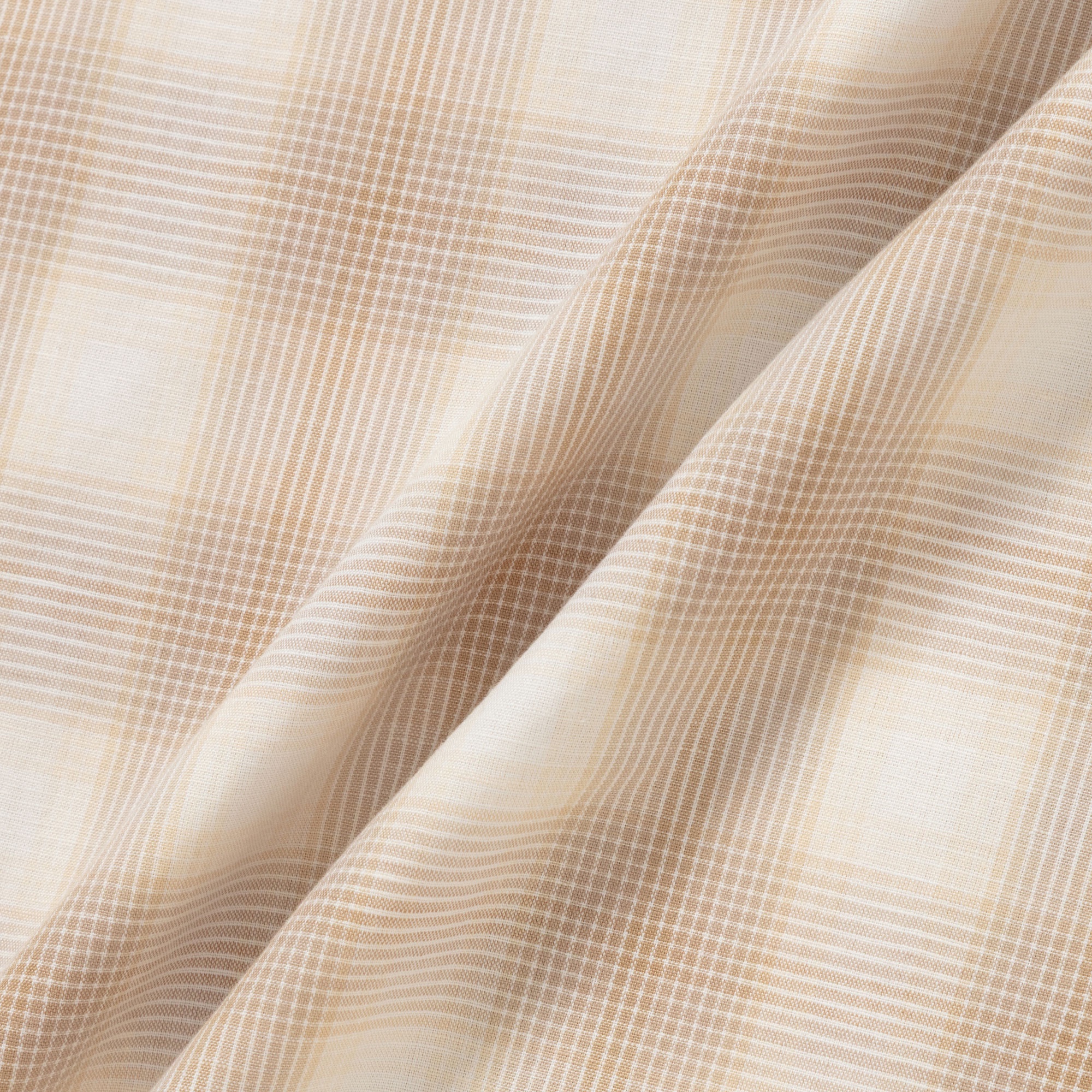 リネンブレンドオープンカラーオンブレチェックシャツ