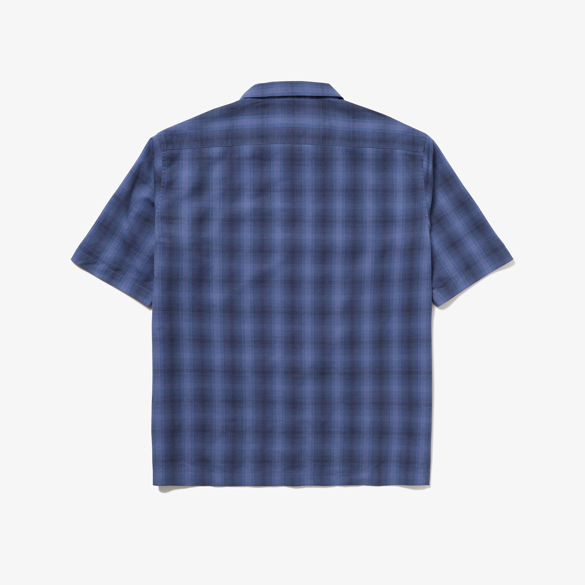 リネンブレンドオープンカラーオンブレチェックシャツ