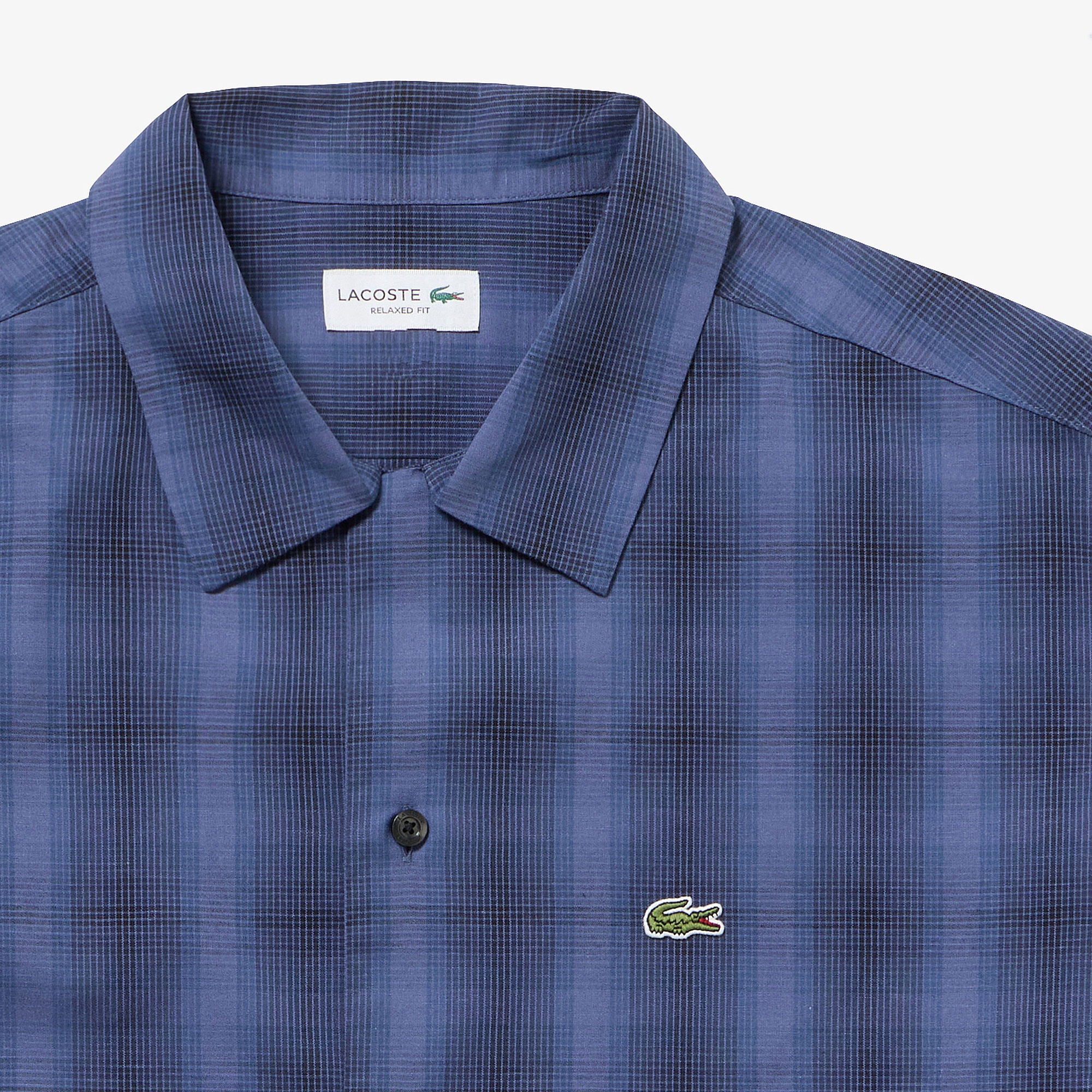 リネンブレンドオープンカラーオンブレチェックシャツ