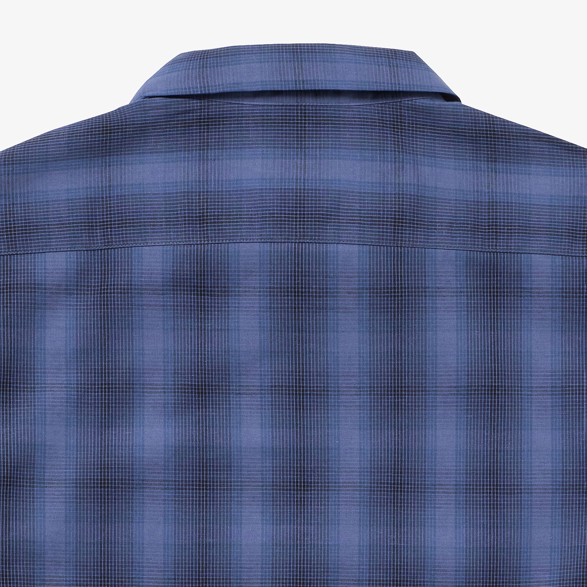 リネンブレンドオープンカラーオンブレチェックシャツ