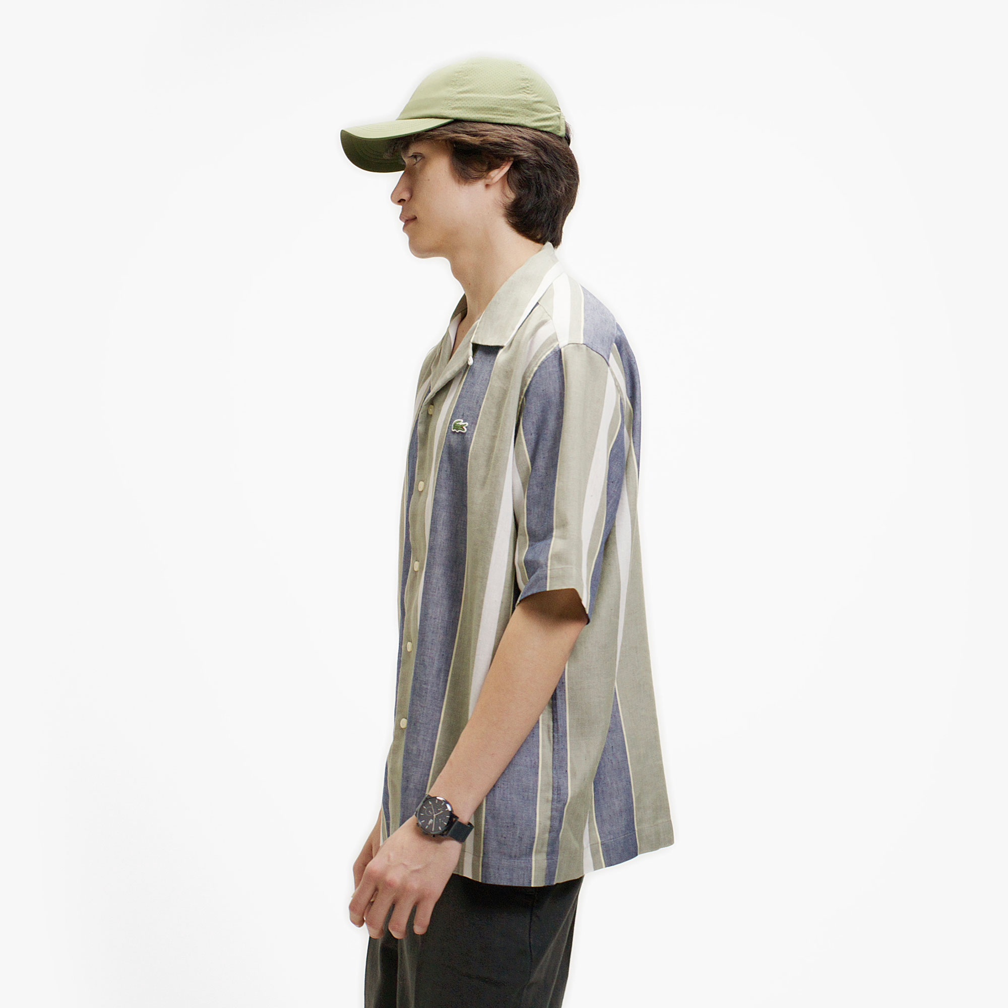 リネンブレンドオープンカラーシャツ