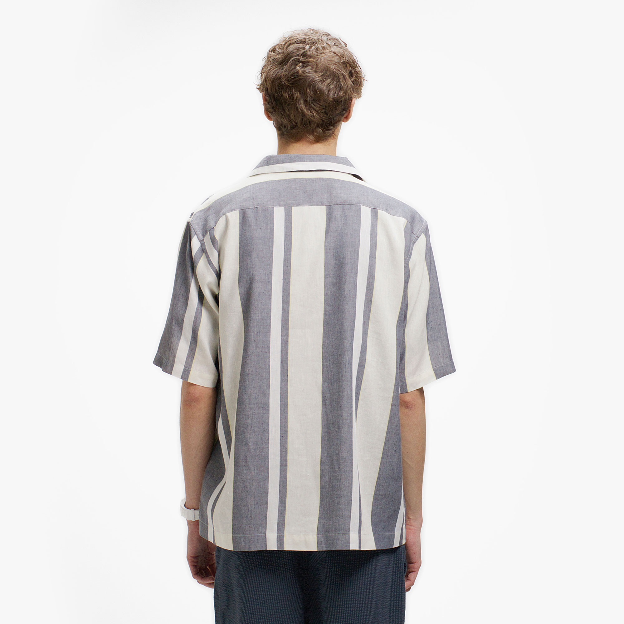 リネンブレンドオープンカラーシャツ