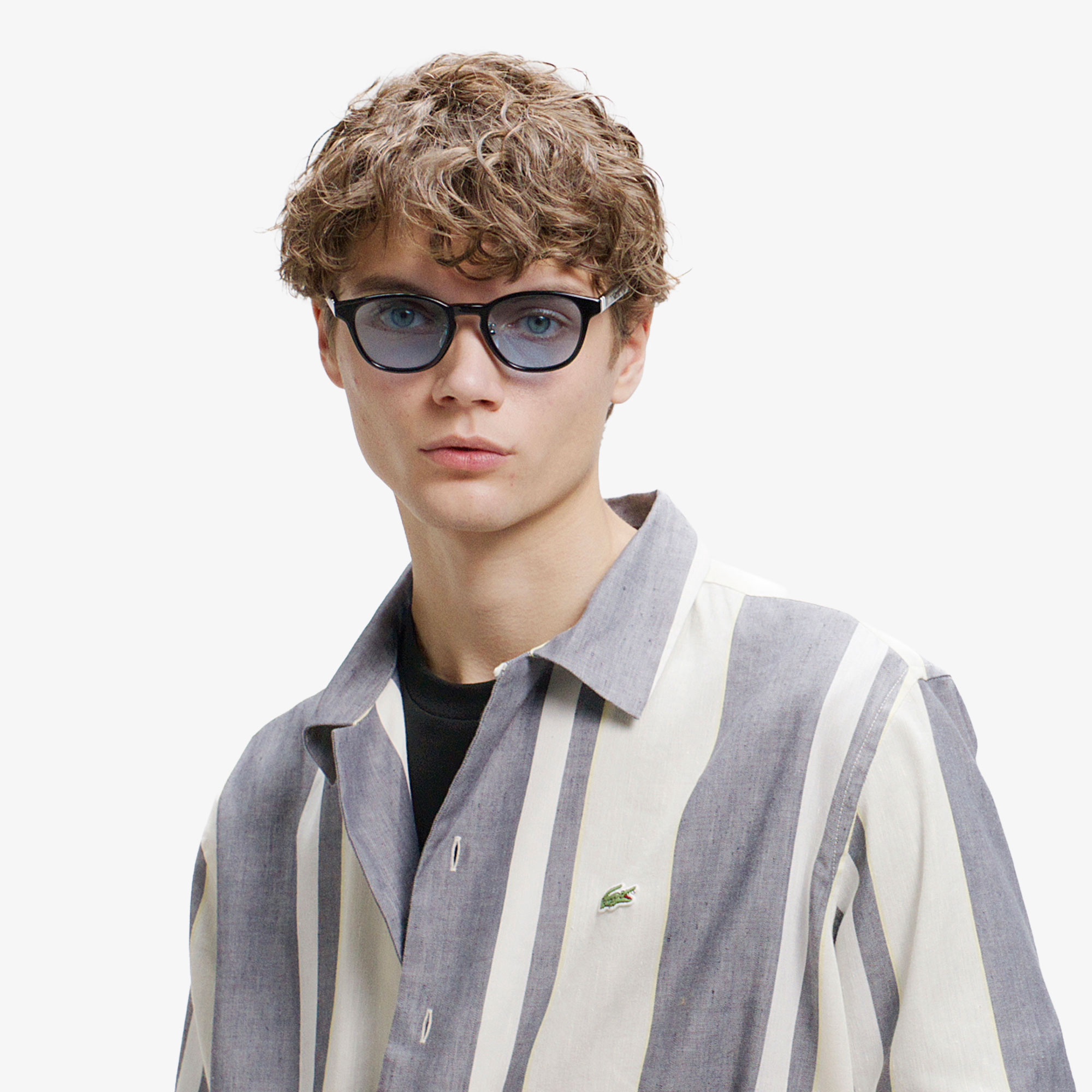 リネンブレンドオープンカラーシャツ