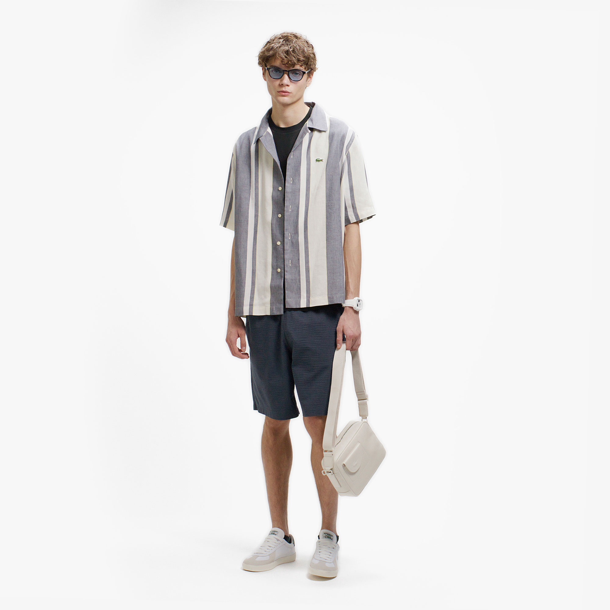 リネンブレンドオープンカラーシャツ