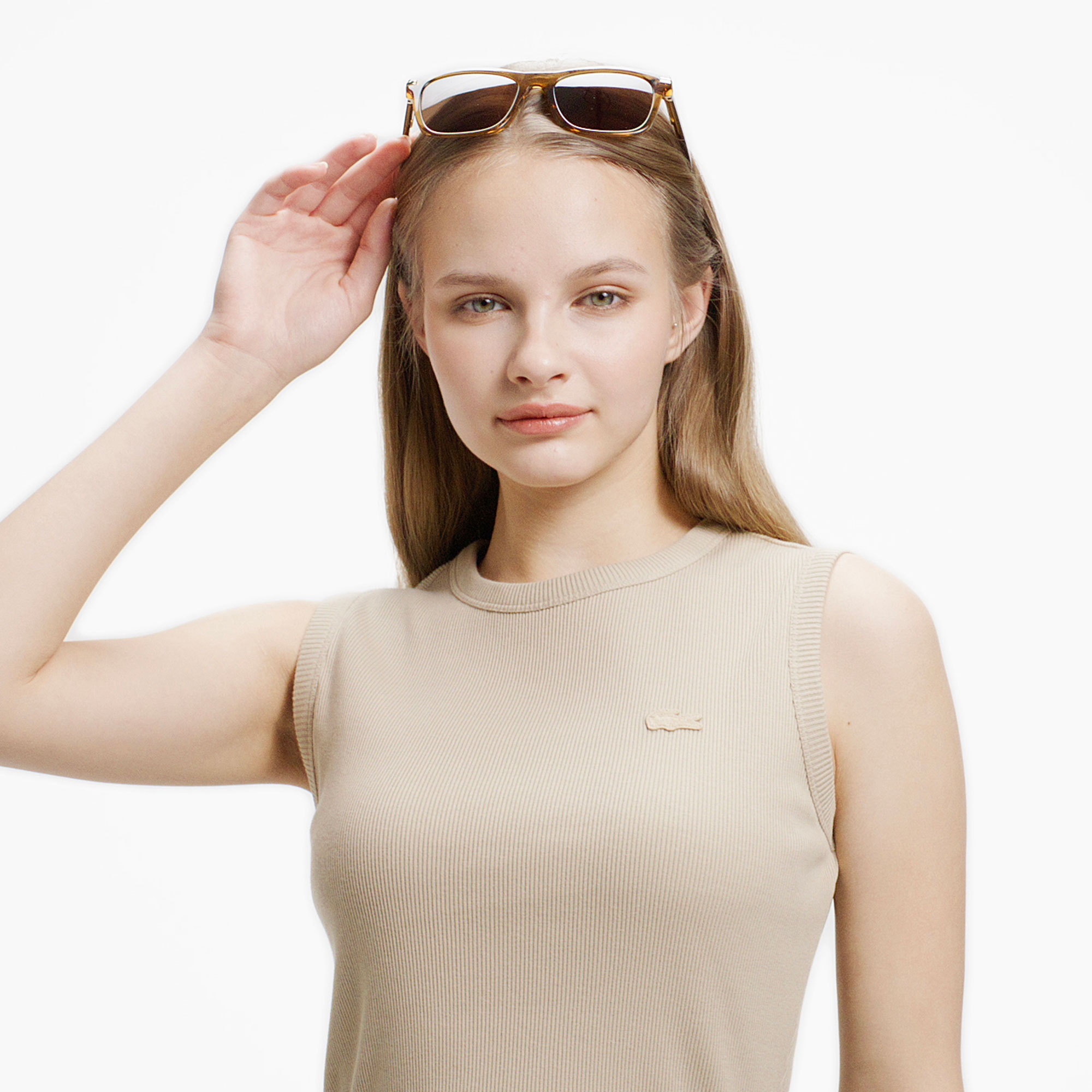 異素材コンビノースリーブドレス