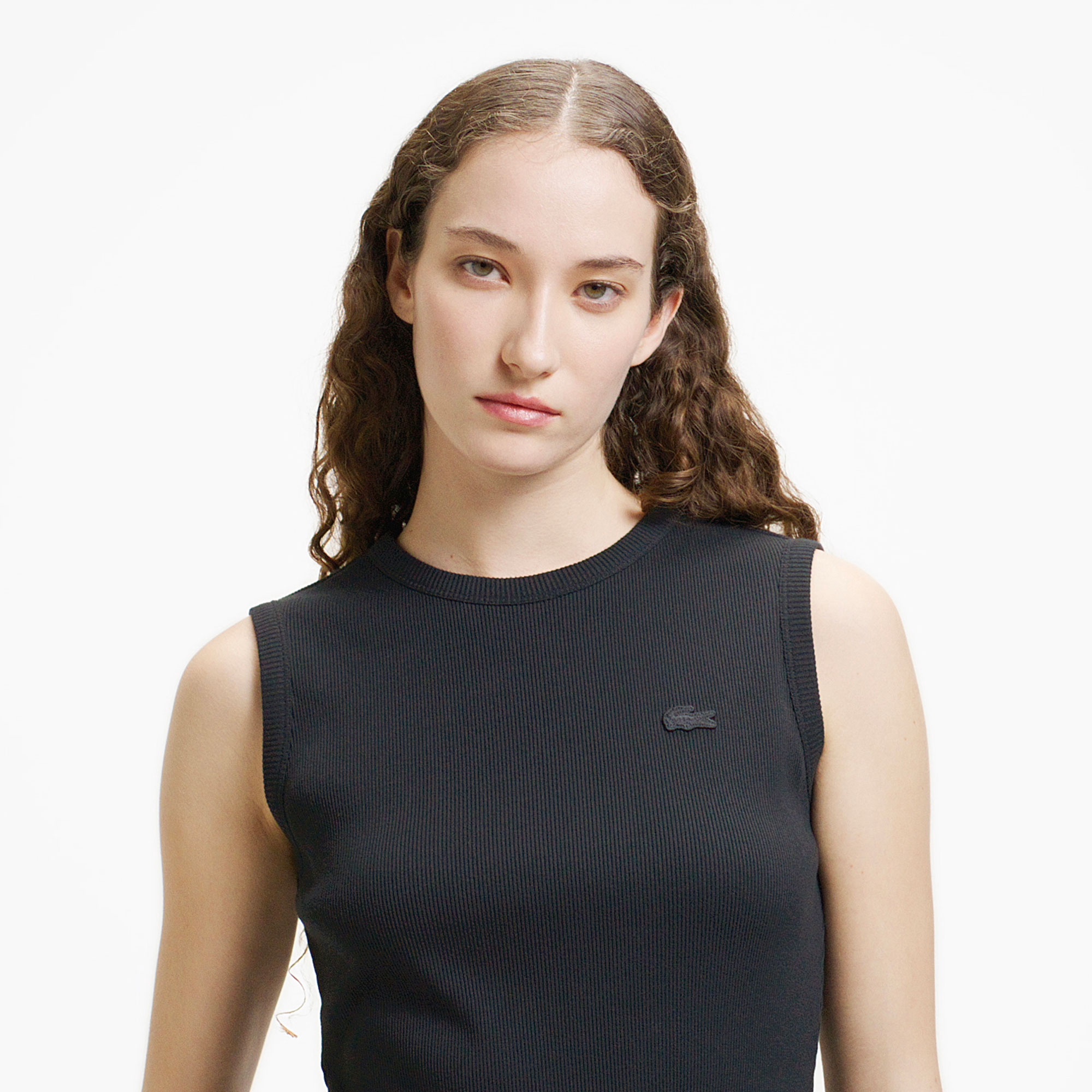 異素材コンビノースリーブドレス