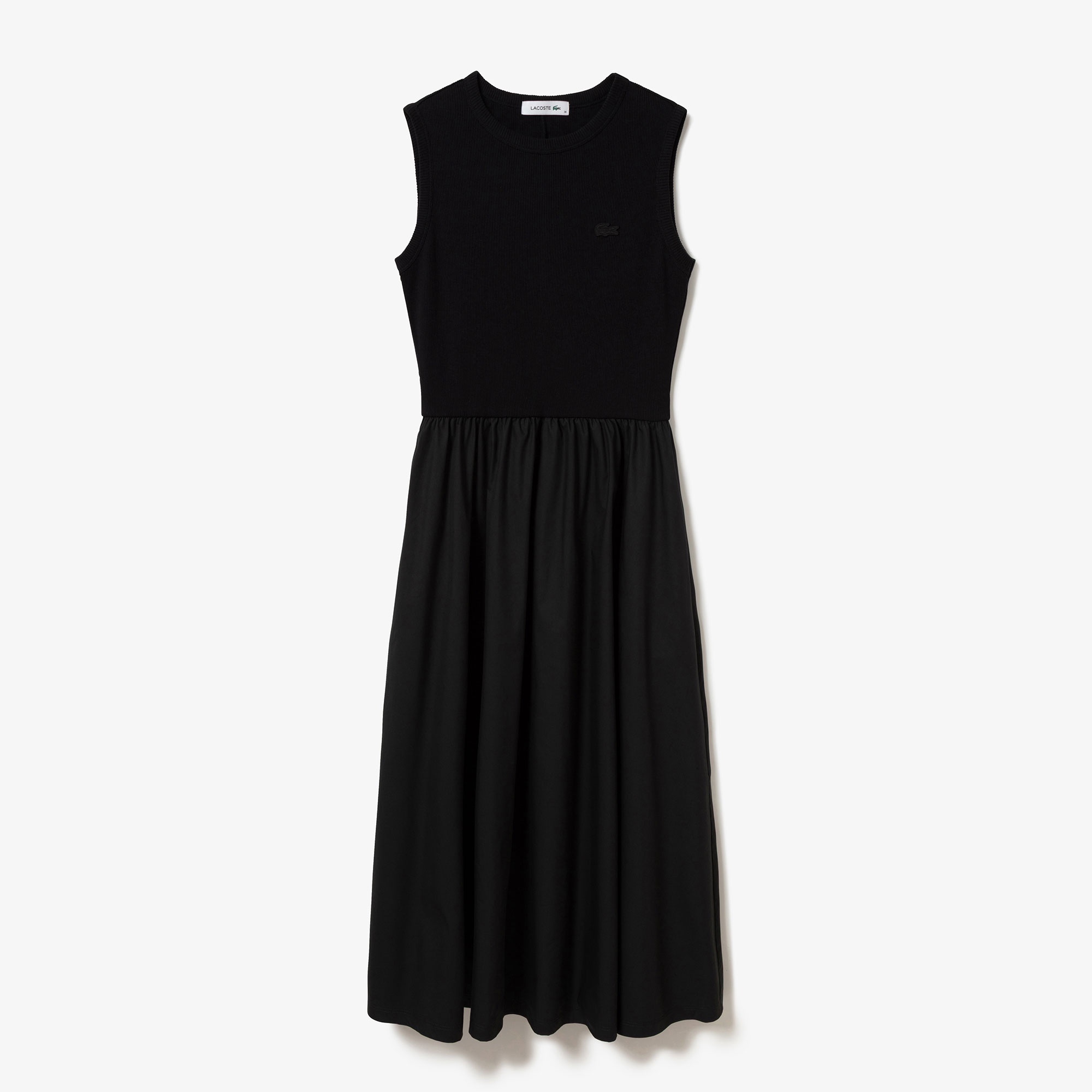 異素材コンビノースリーブドレス