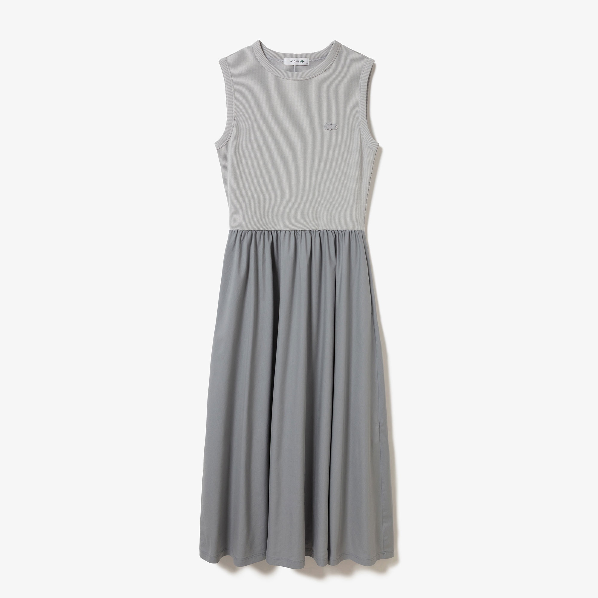 異素材コンビノースリーブドレス