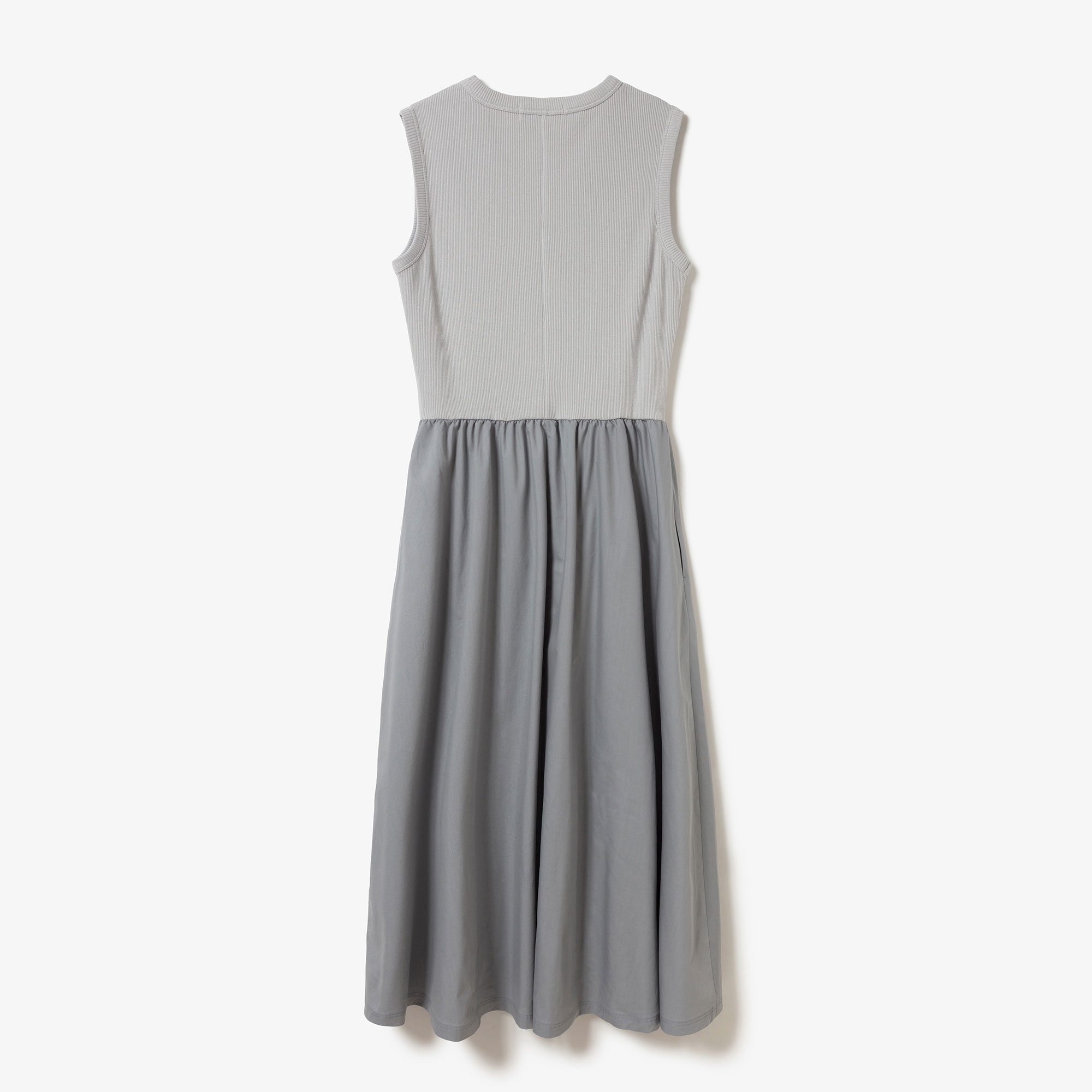 異素材コンビノースリーブドレス