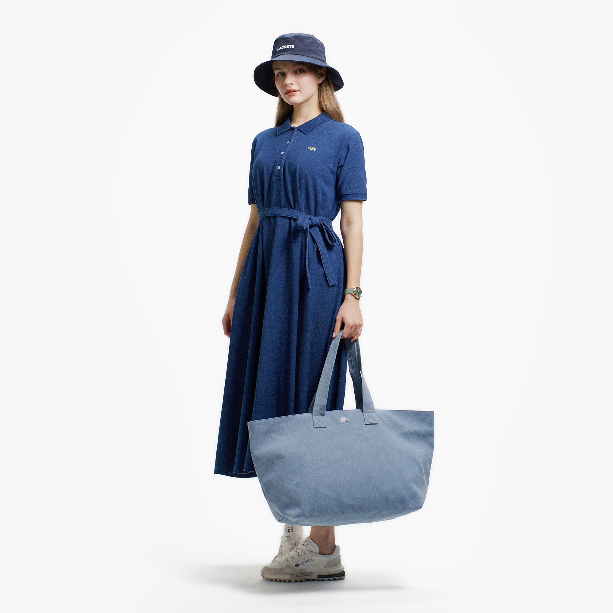 インディゴ鹿の子ポロドレス