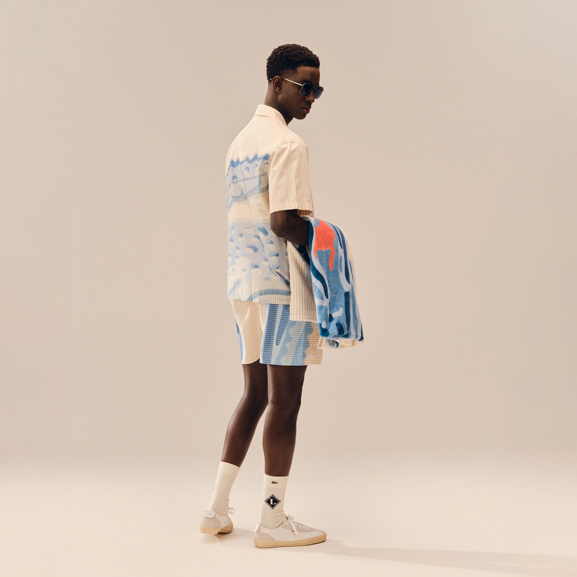 ストライプ&ワニグラフィックスイムショーツ