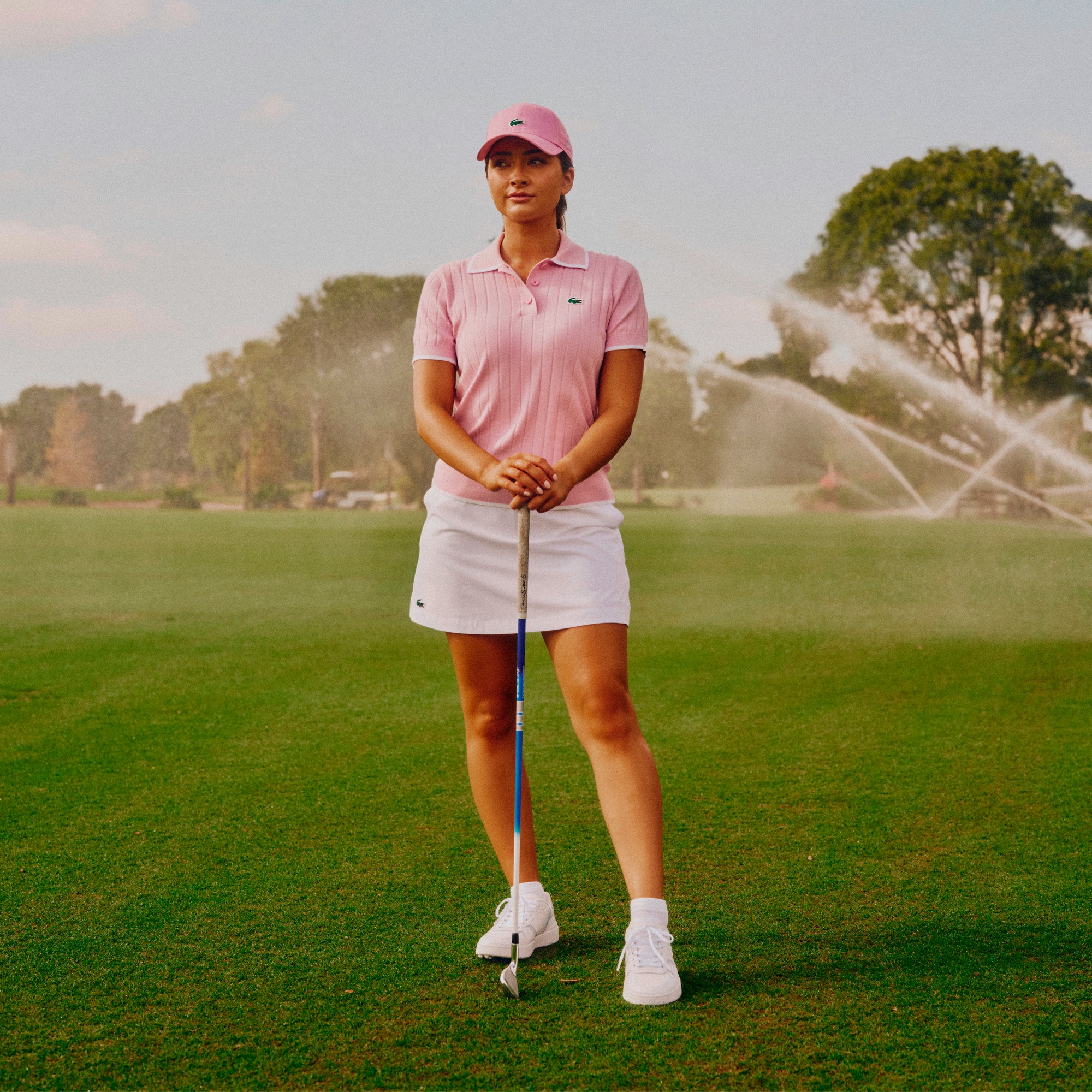 エッジ配色ゴルフニットポロシャツ