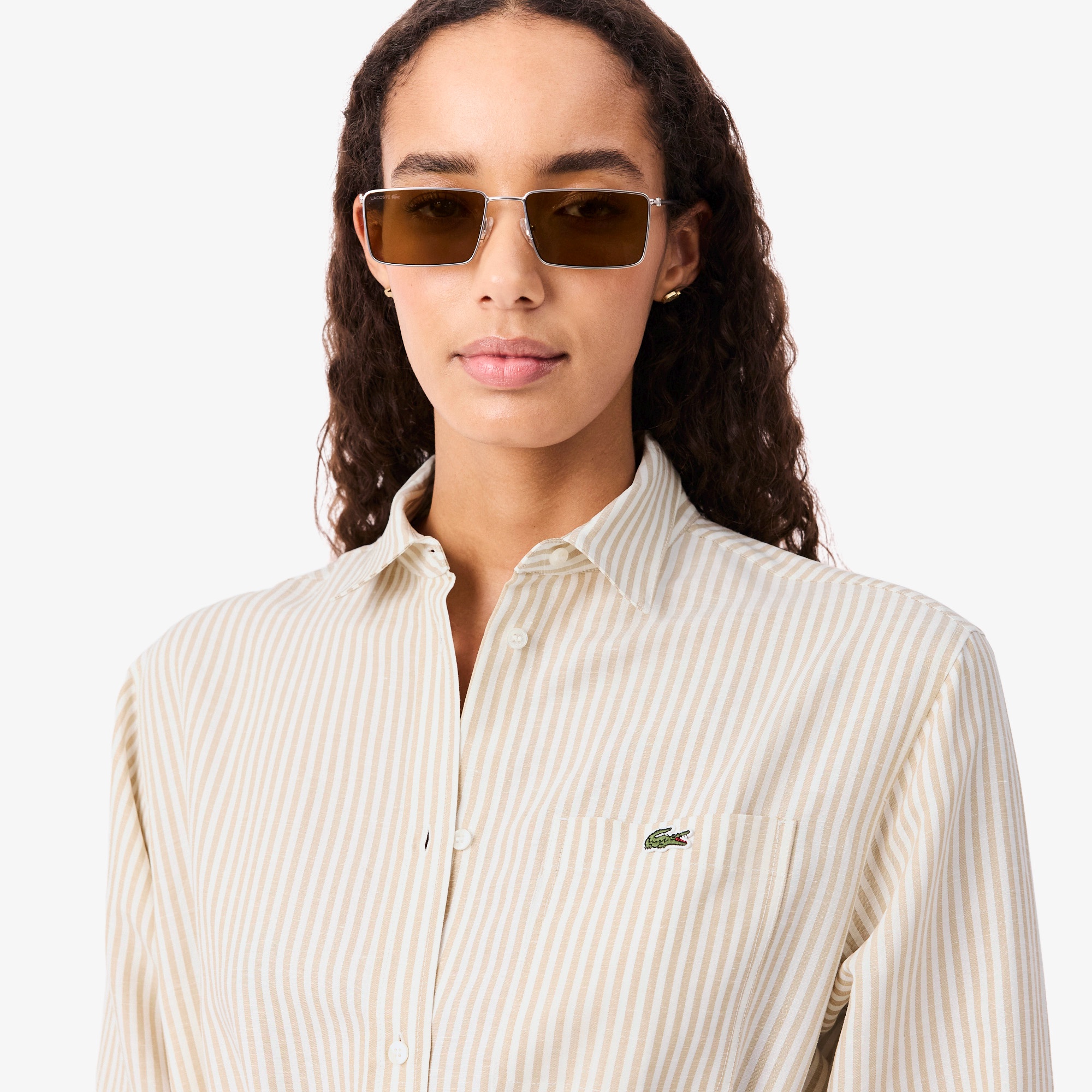 リネン×リヨセルブレンドストライプシャツドレス