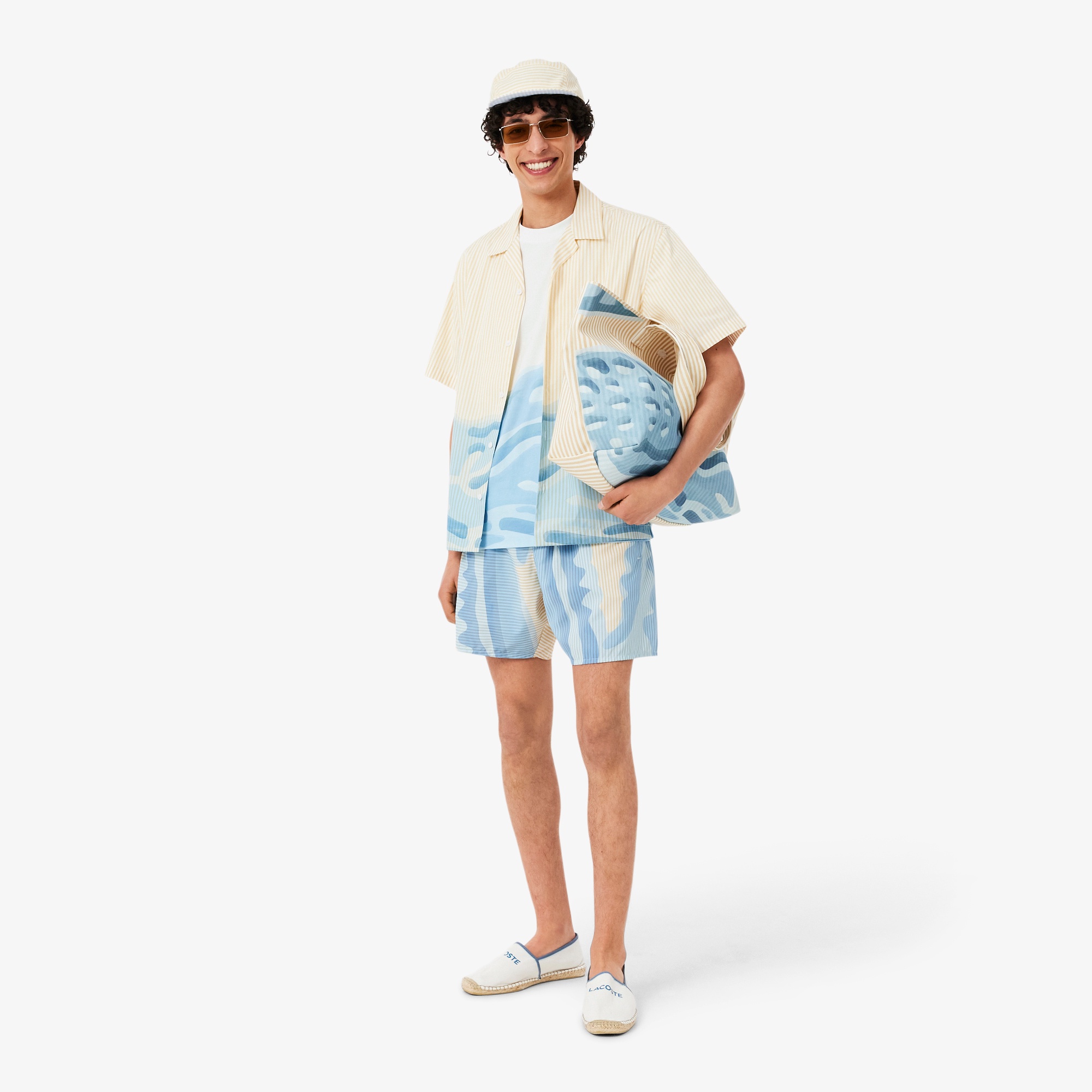 サマーパック ストライプ＆ワニロゴプリントトートバッグ