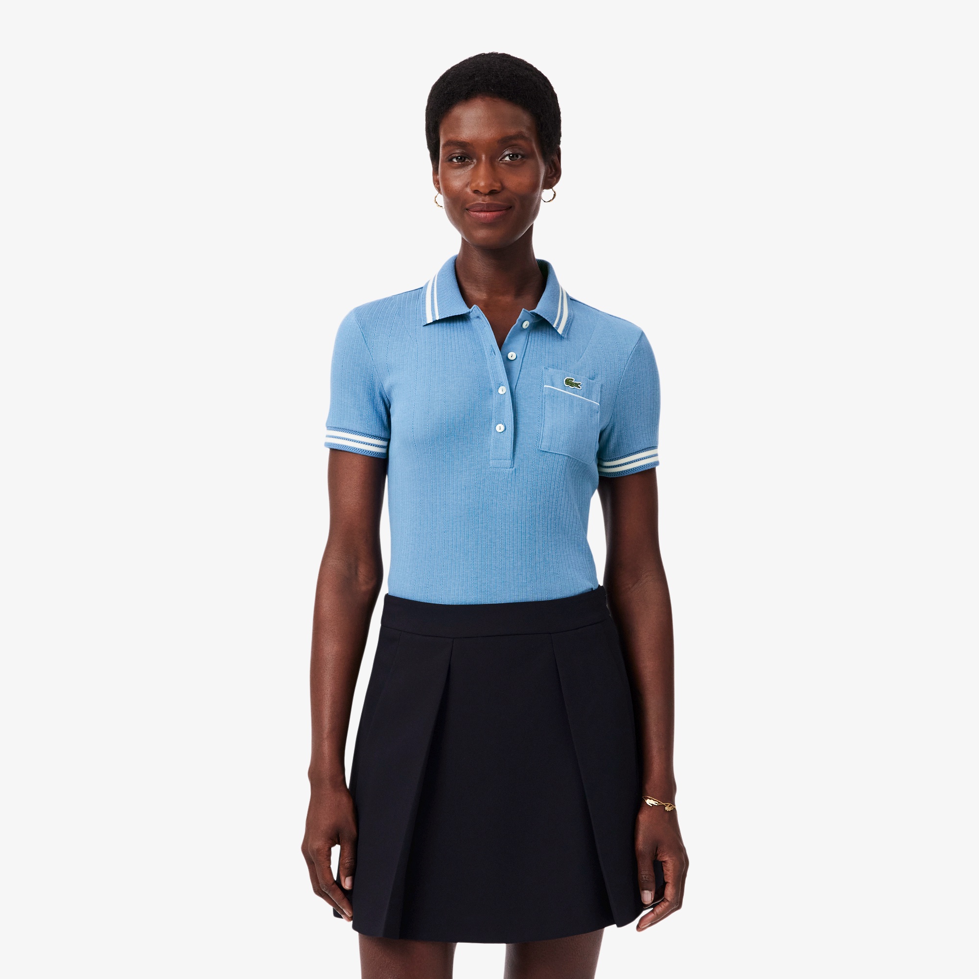 フランスメイド ナローリブニットポロシャツ