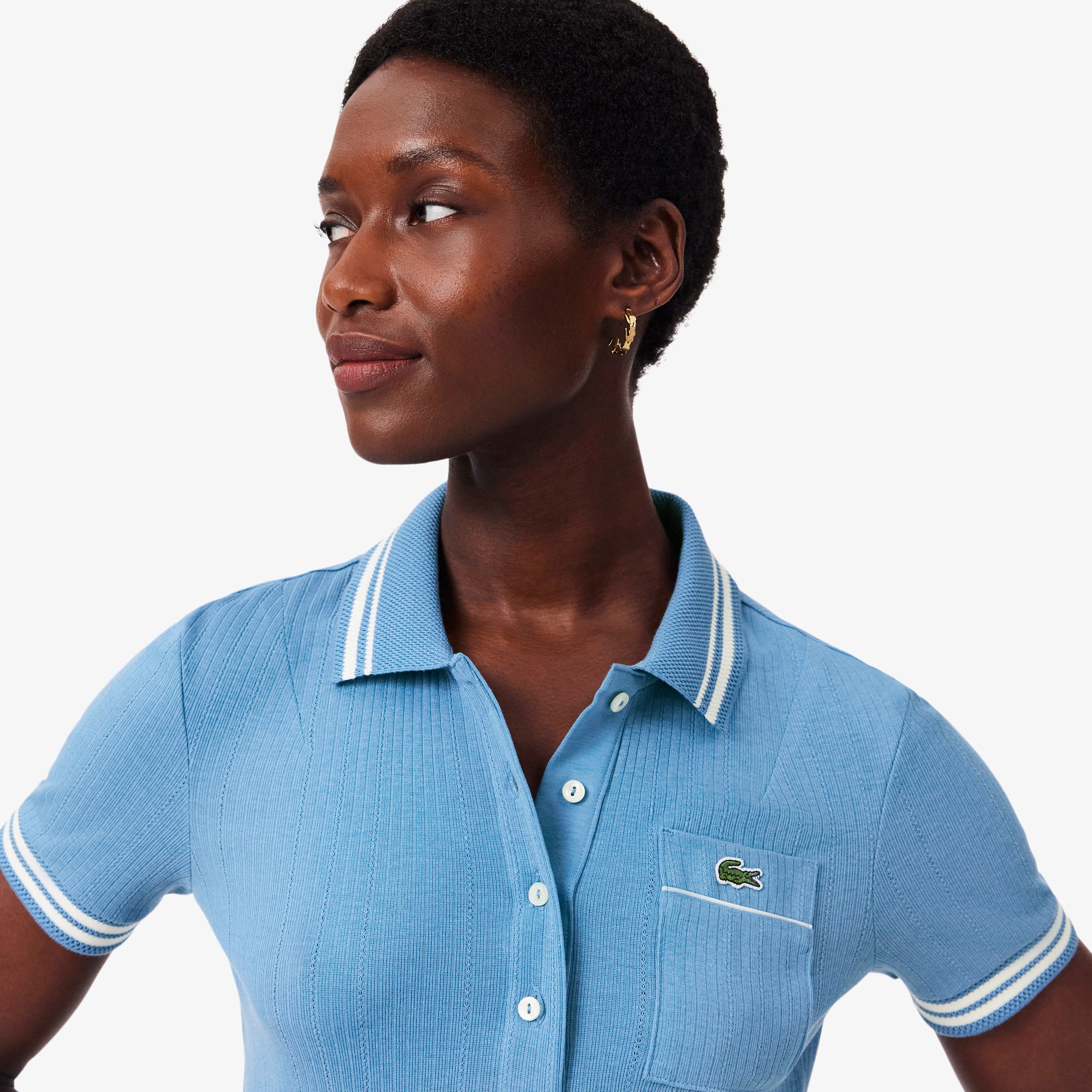 フランスメイド ナローリブニットポロシャツ